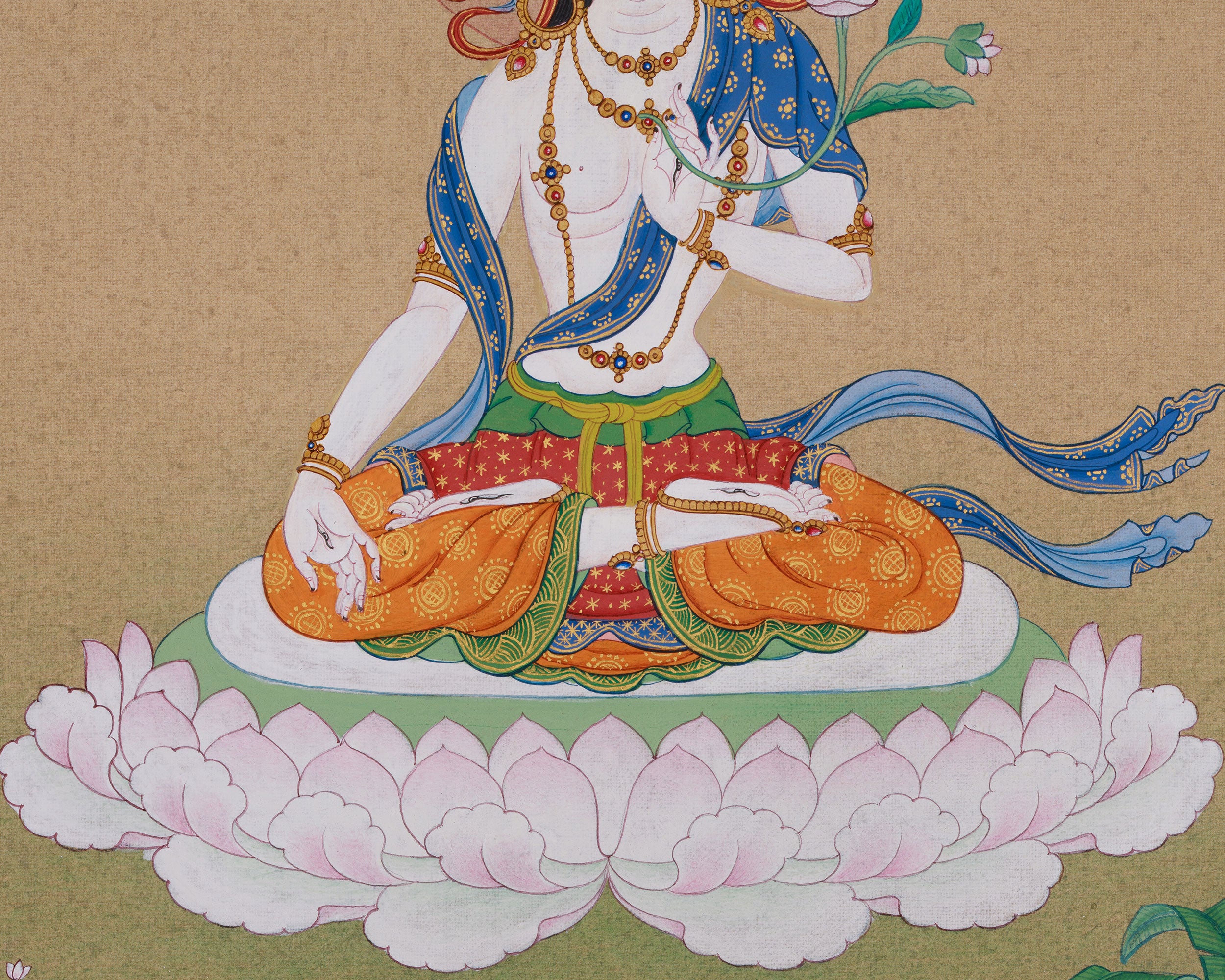 Saptalochani "White Tara" Thangka | Buddhist Art Featuring the Seven-Eyed Goddess