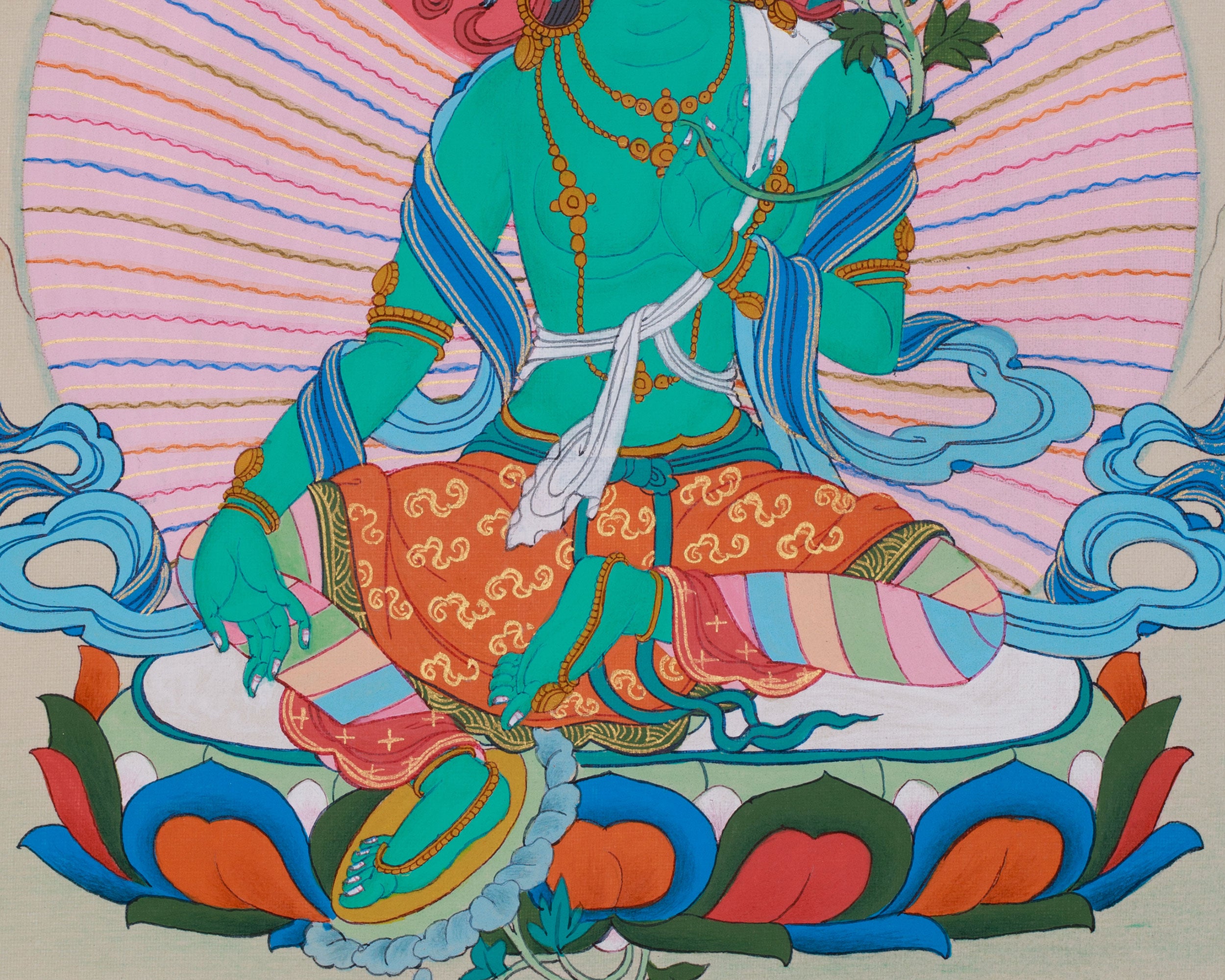 Compassionate Goddess Green Tara Painting | Mother of Liberation