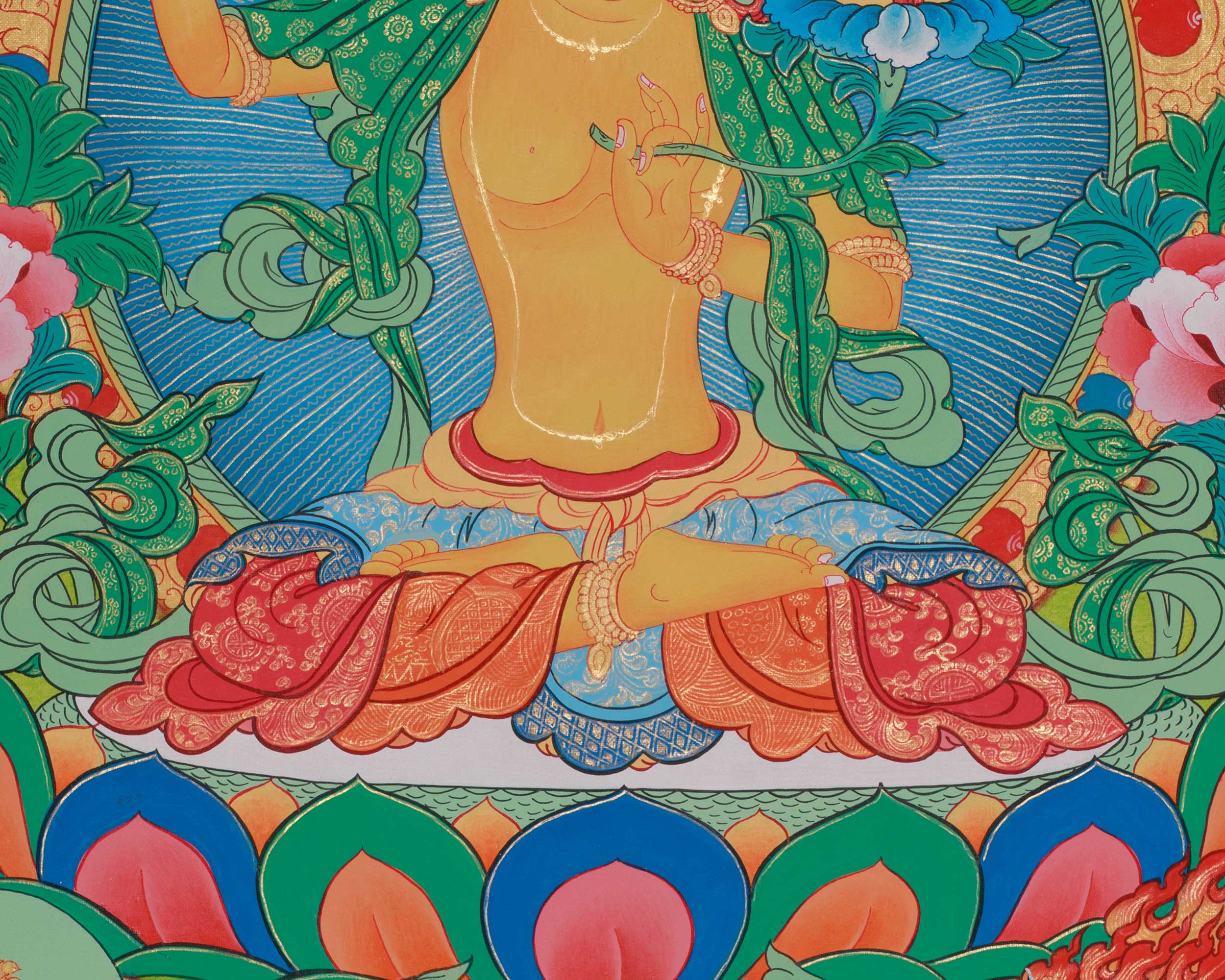 Original Thangka of Manjushree | Tibetan Buddhist Deity