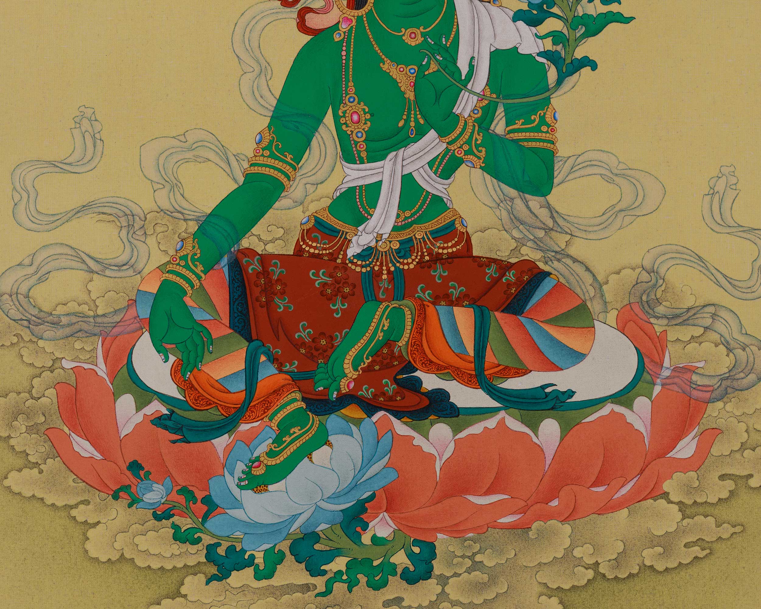 Female Bodhisattva Green Tara Art | The Mother of Liberation | Compassion Deity
