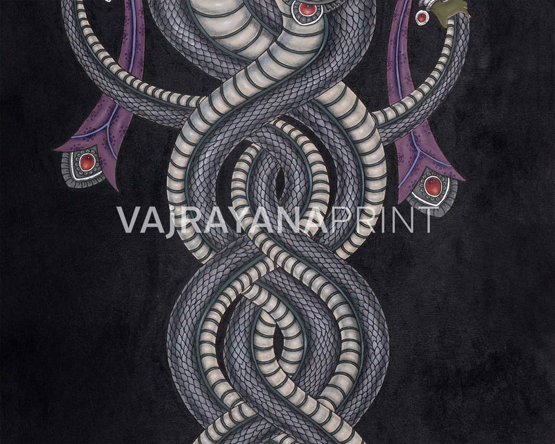 Naga Raja and Naga Rani Thangka Print | Hindu Deity Canvas Print | Traditional Wall Decor