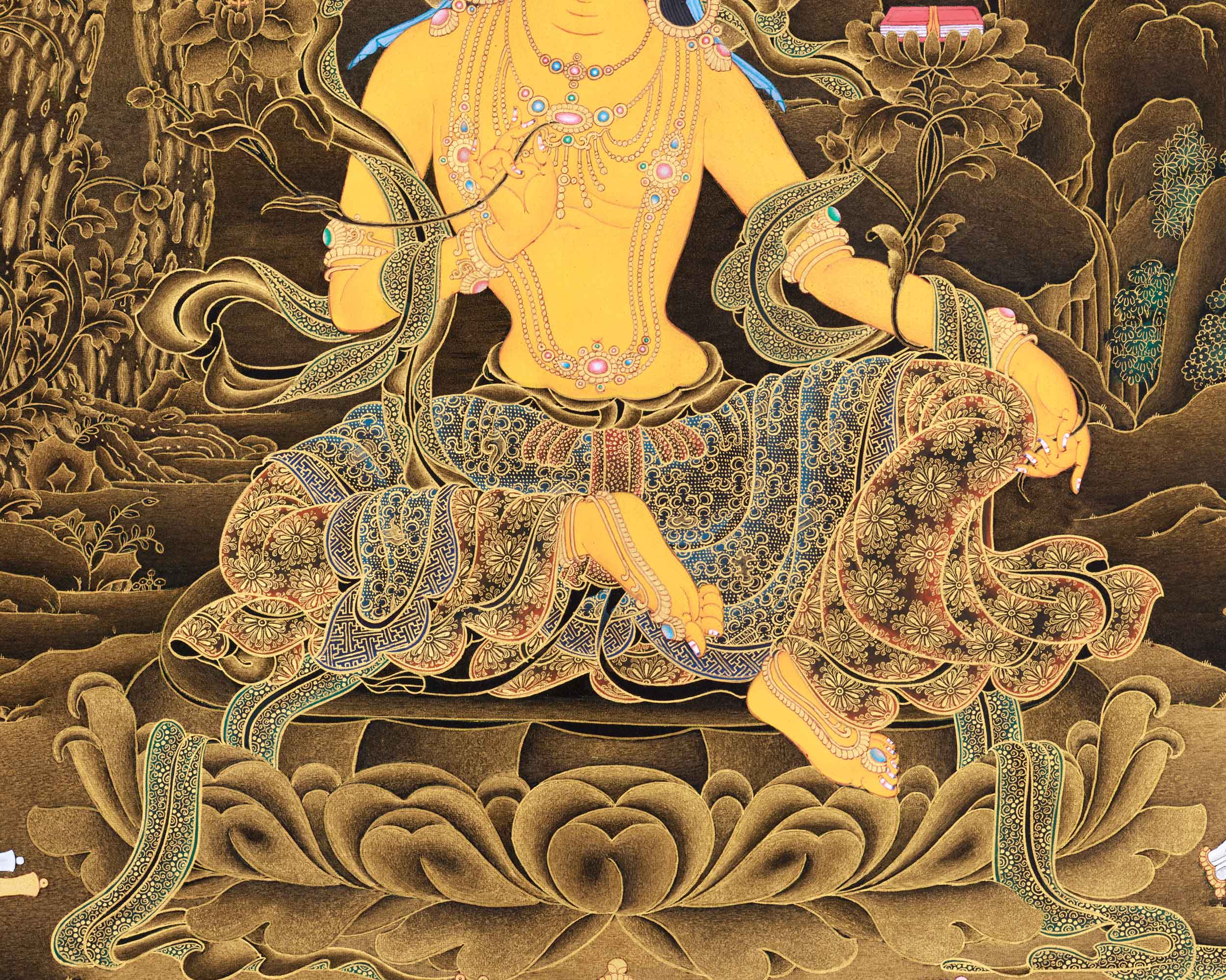 Hand Painted Manjushri Thangka for Home Decor | Traditional Tibetan Art