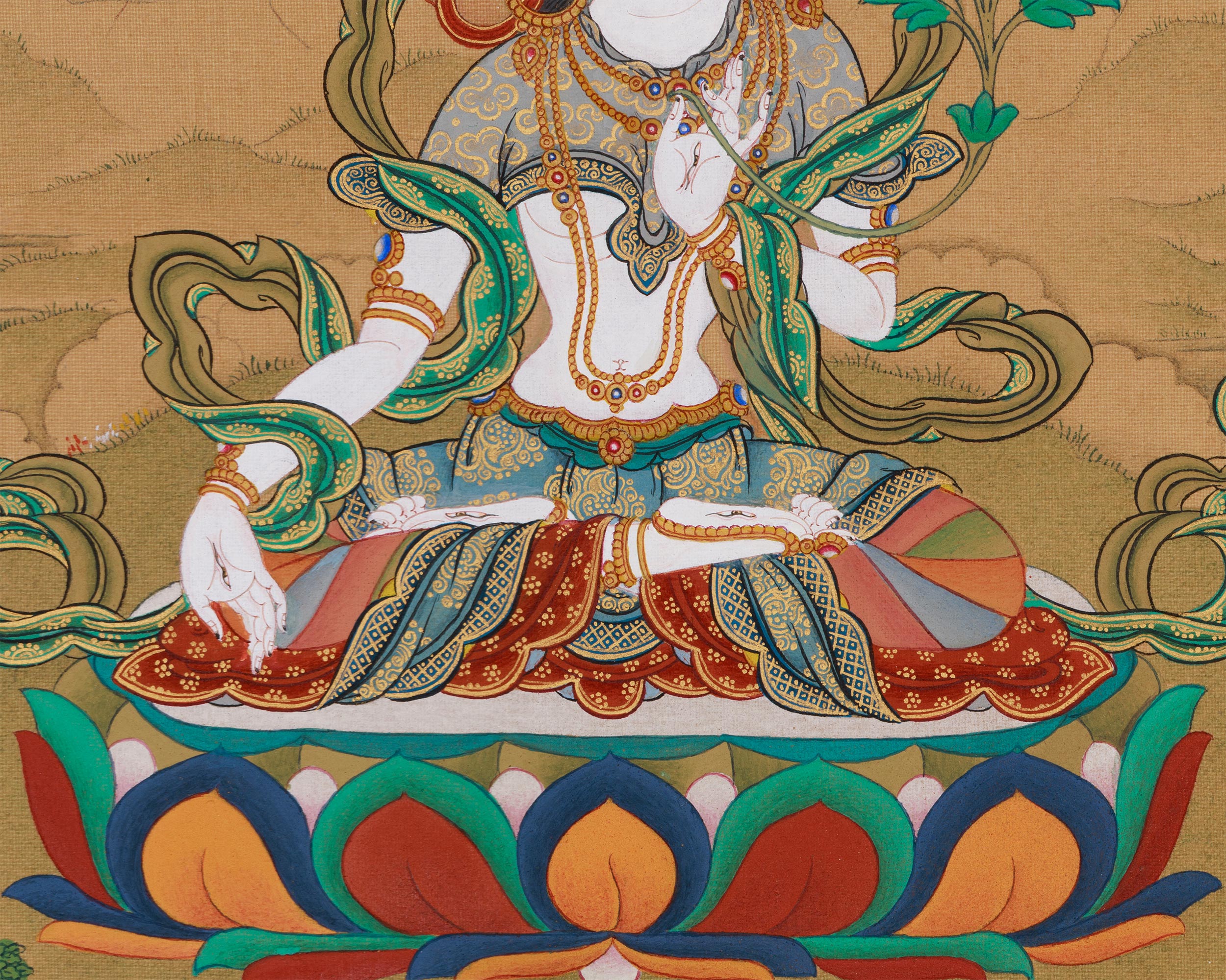 White Tara with Amitabha Buddha Thangka | Symbol of Eternal Compassion