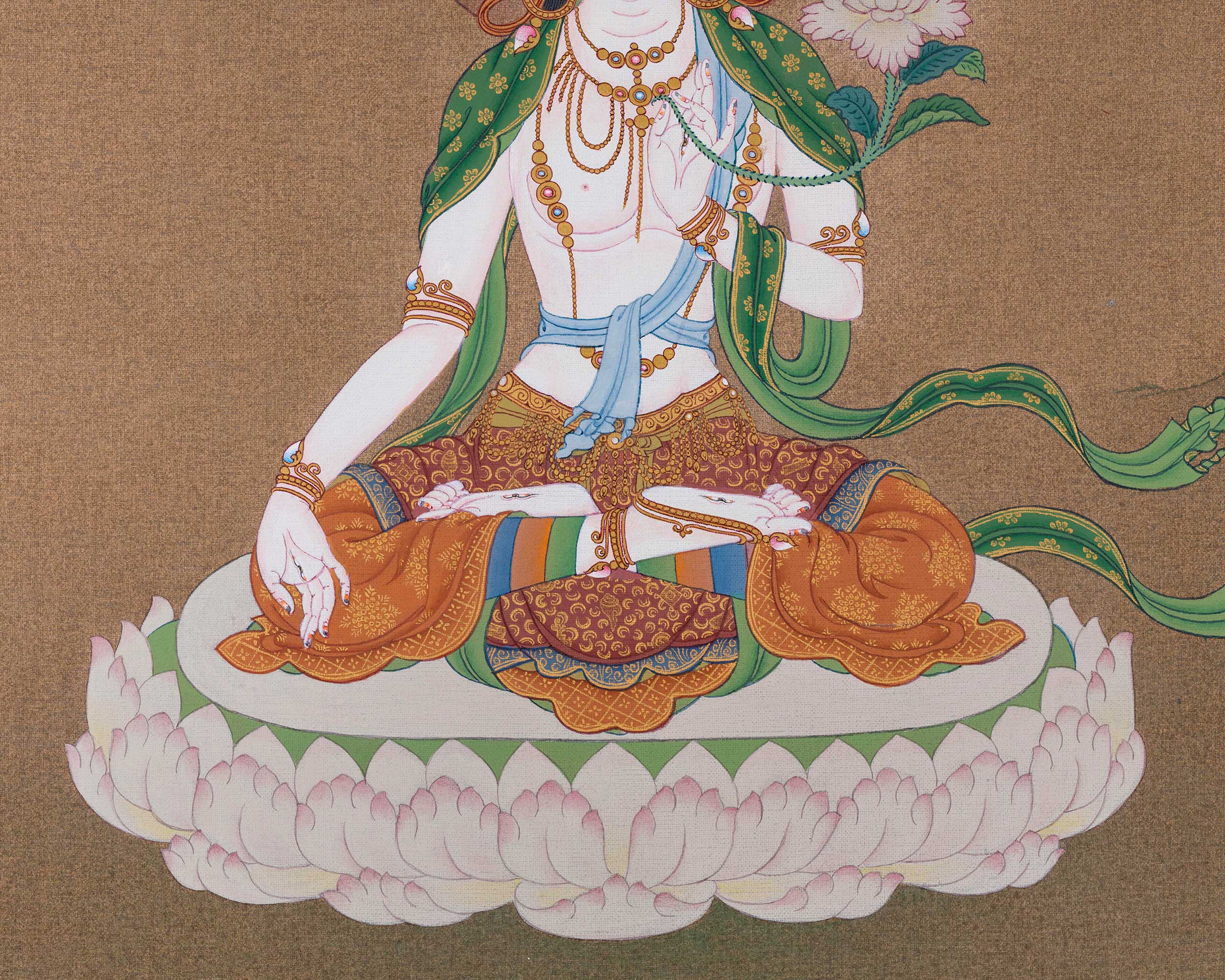Hand Painted White Tara Thangka | Traditional Tibetan Artwork to Elevate Your Sacred Space