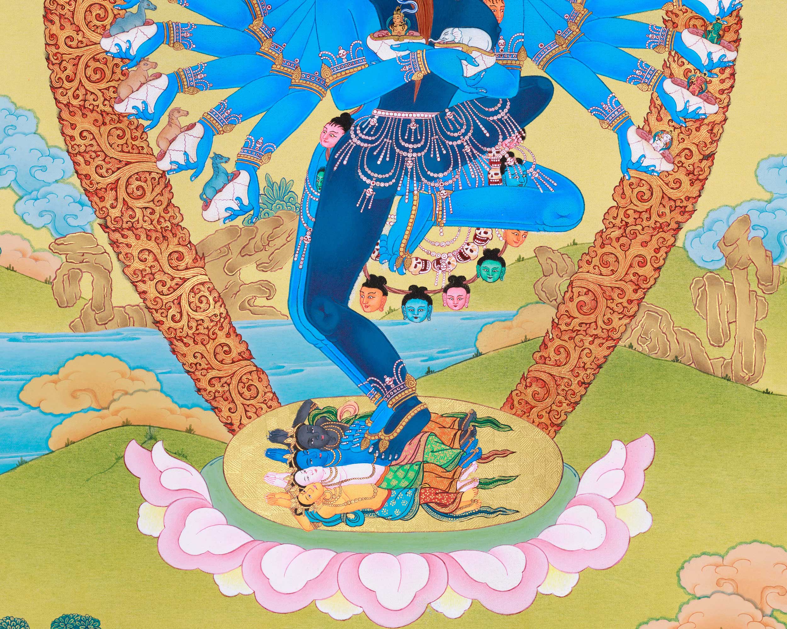 Hand Painted Hevajra Thangka | Himalayan Wrathful Wall Decor | Tibetan Deity