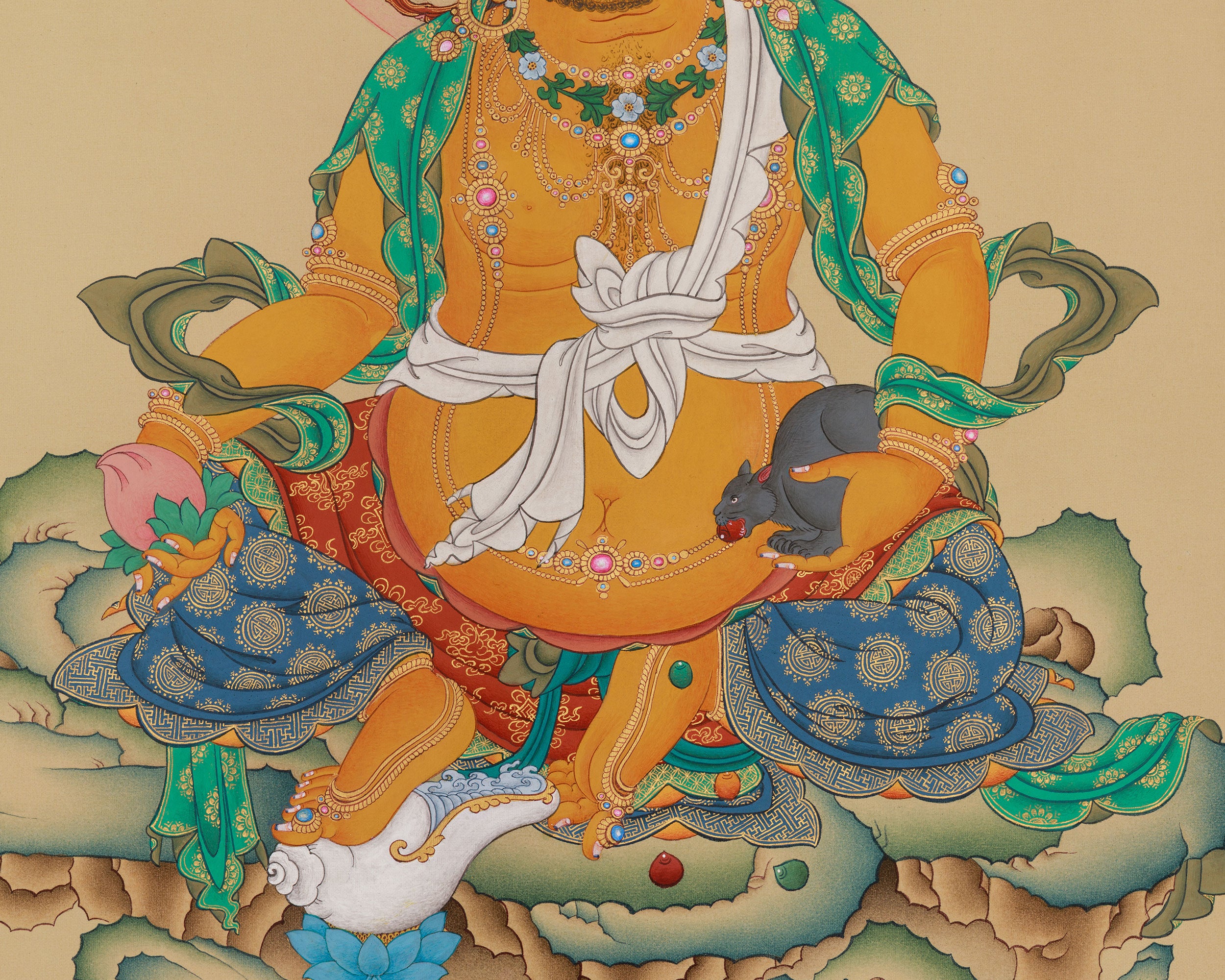 Himalayan Dzambhala Artwork | Wealth Deity | Buddhist Prosperity Artwork