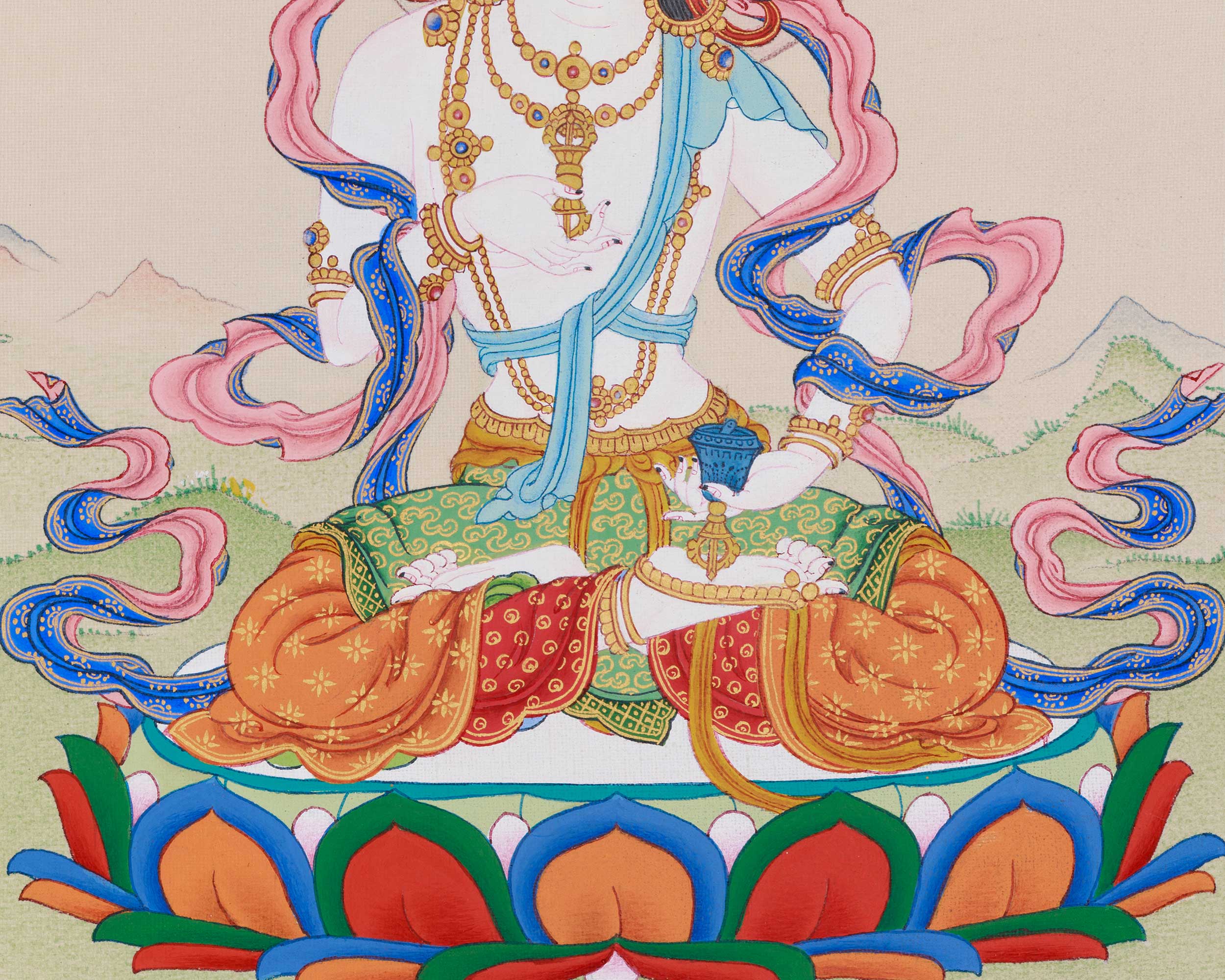 Sacred Tibetan Thangka of Vajrasattva | Symbol of Purity and Inner Cleansing