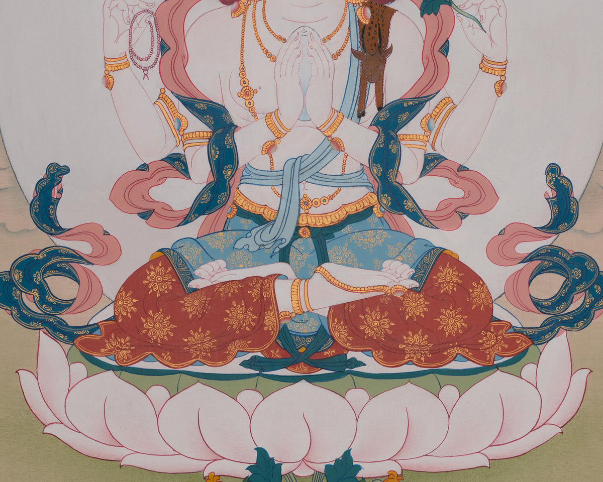 Authentic Chenrezig Thangka | Compassion Buddha Sacred Artwork