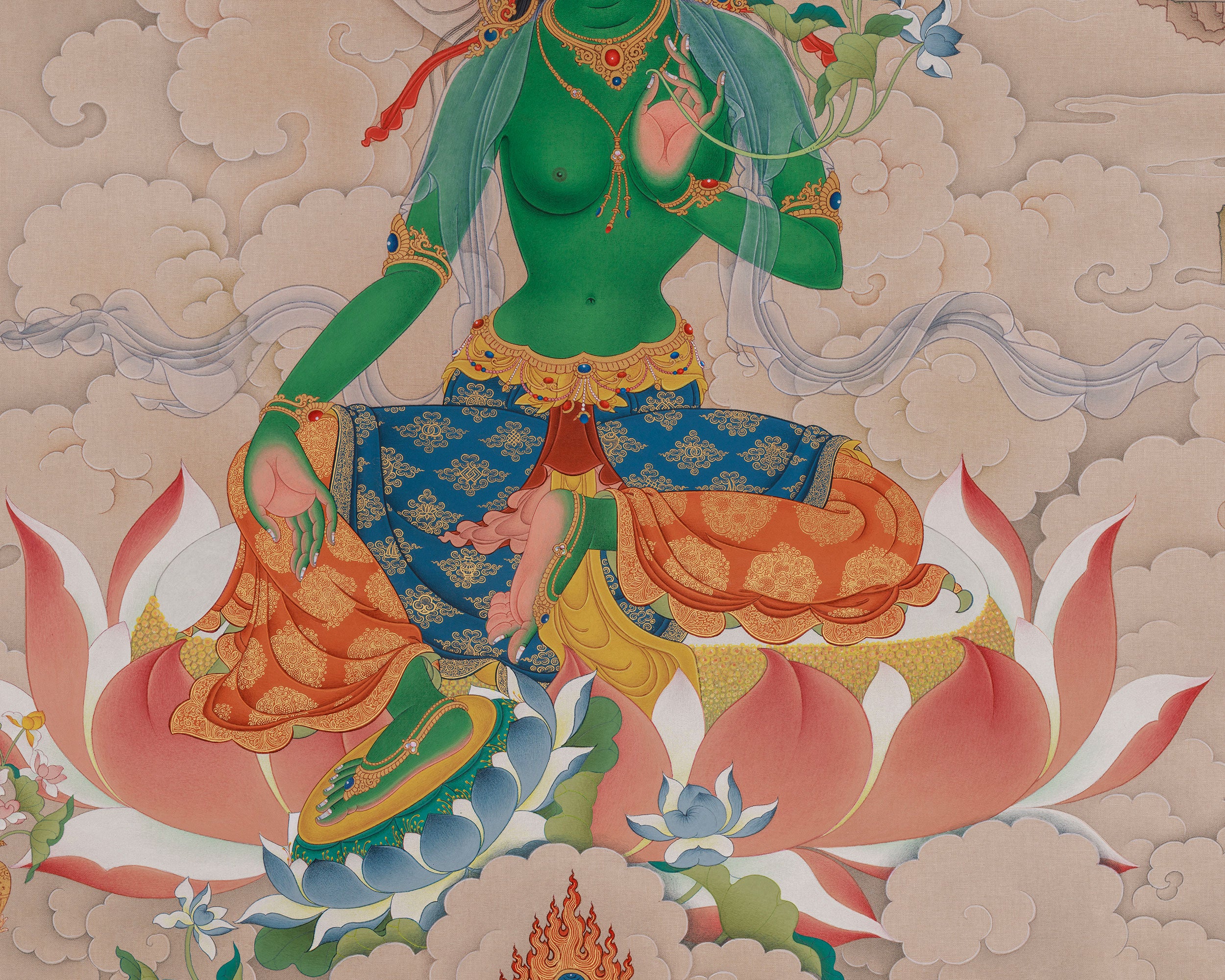 Compassion Deity Green Tara Thangka | Mother of All Buddha