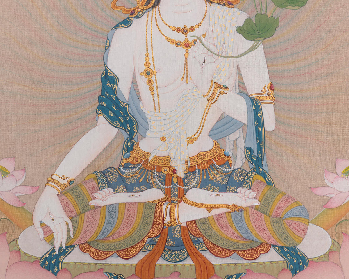 White Tara Himalayan Sacred Artwork | Seven Eyes and Healing Deity