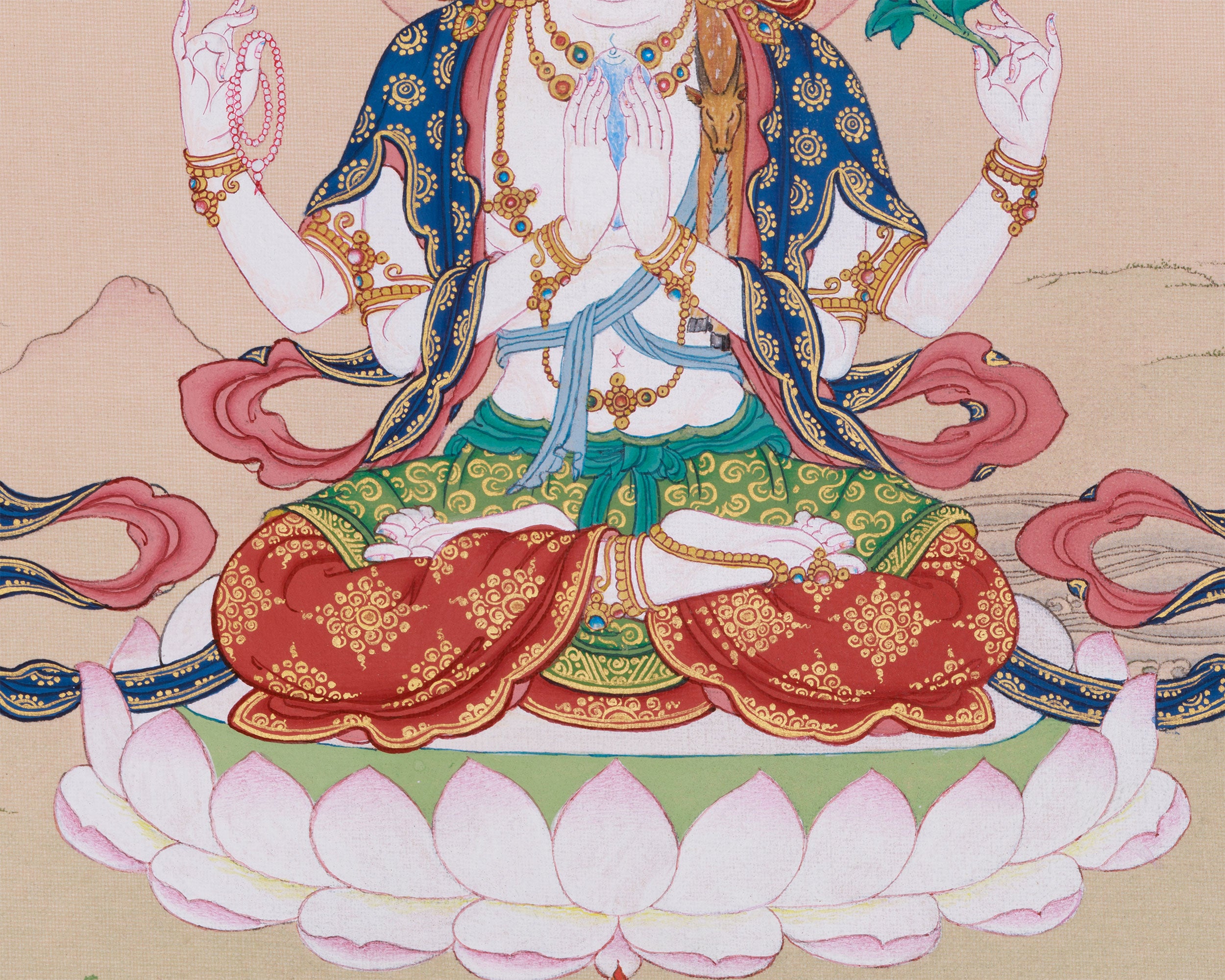 Hand-Painted Bodhisattva Chenrezig Art | Infinite Compassion and Enlightenment