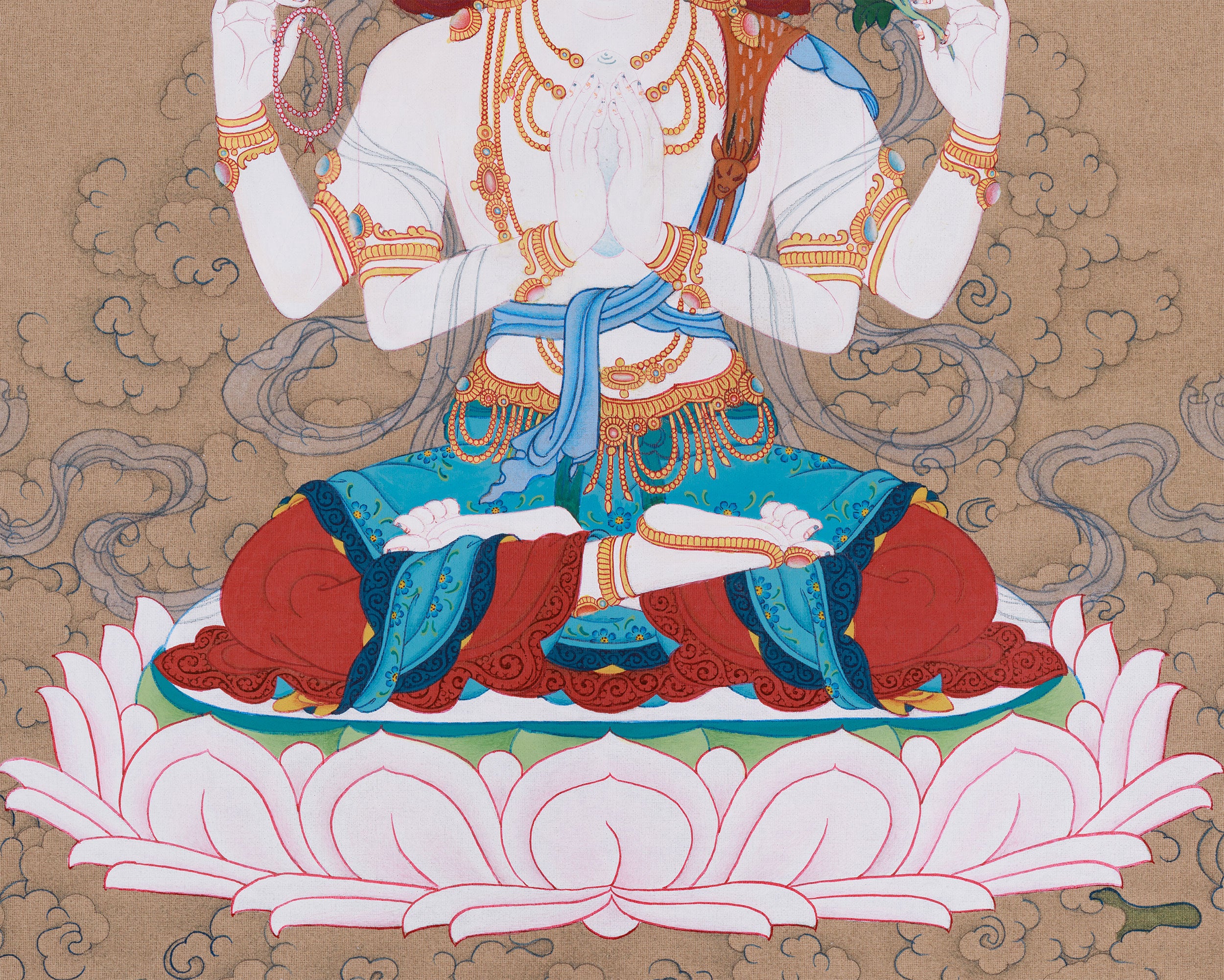 Hand-Painted Bodhisattva Chenrezig Buddha | Compassionate Deity for Healing and Peace