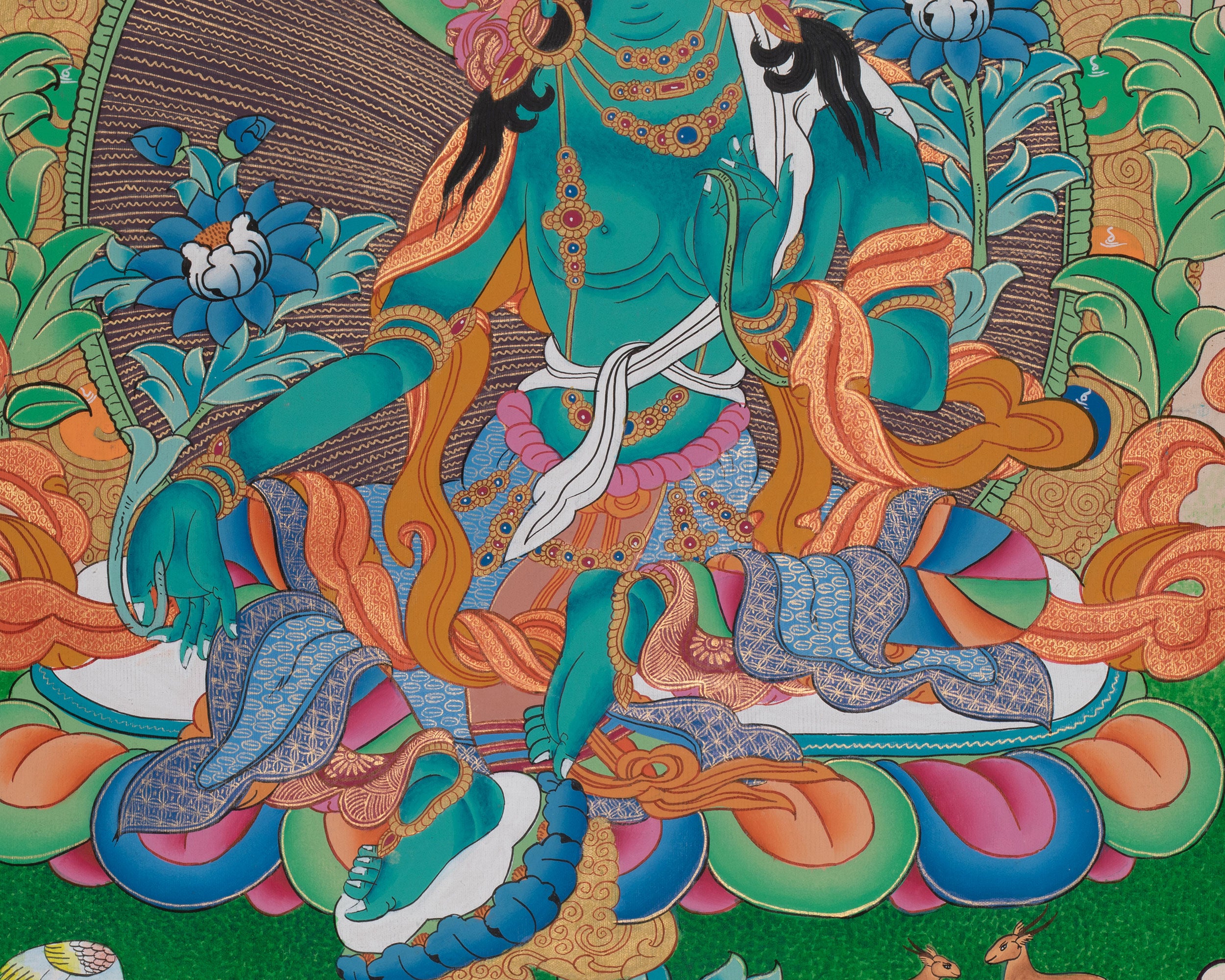 The Goddess Green Tara Thangka | Himalayan Buddhist Painting for Meditation