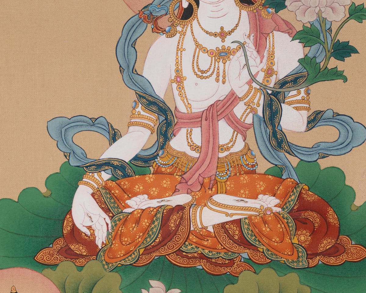 White Tara Devotional Thangka | Sita Tara | Healing Goddess