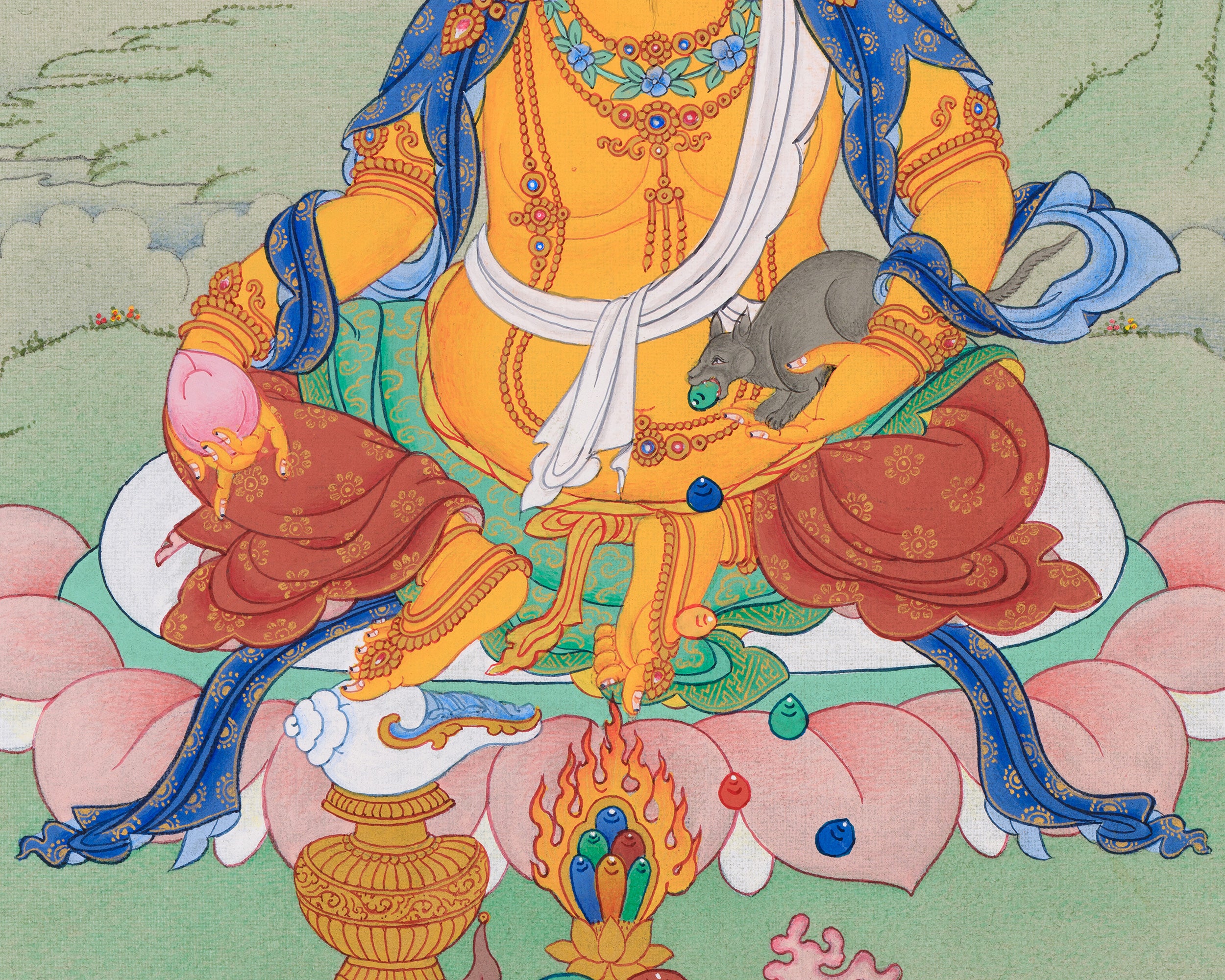 Jambhala Buddha Thangka | Tibetan Deity of Wealth, Prosperity & Abundance