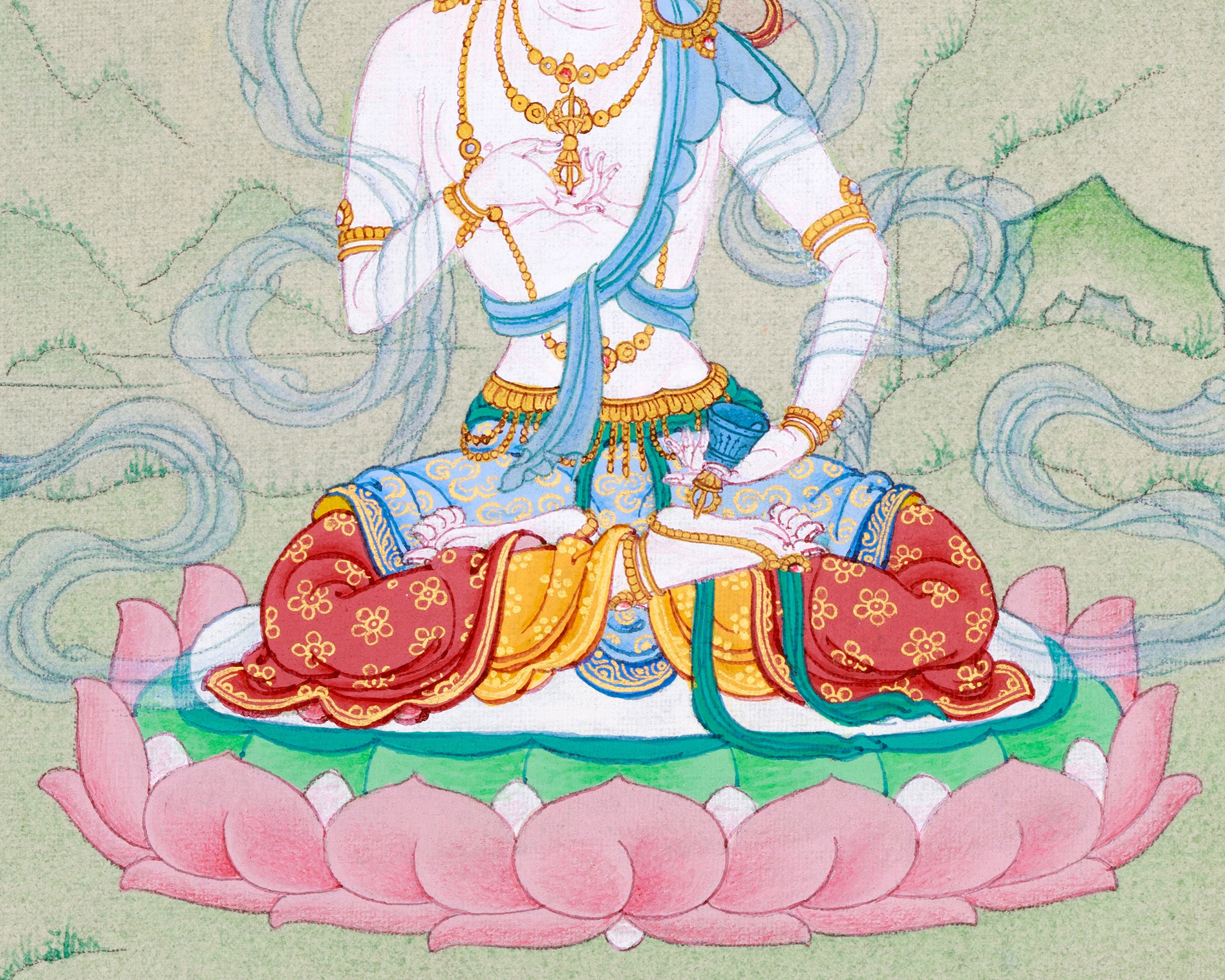 Dorje Sempa Art - Small Hand-Painted Vajrasattva Thangka