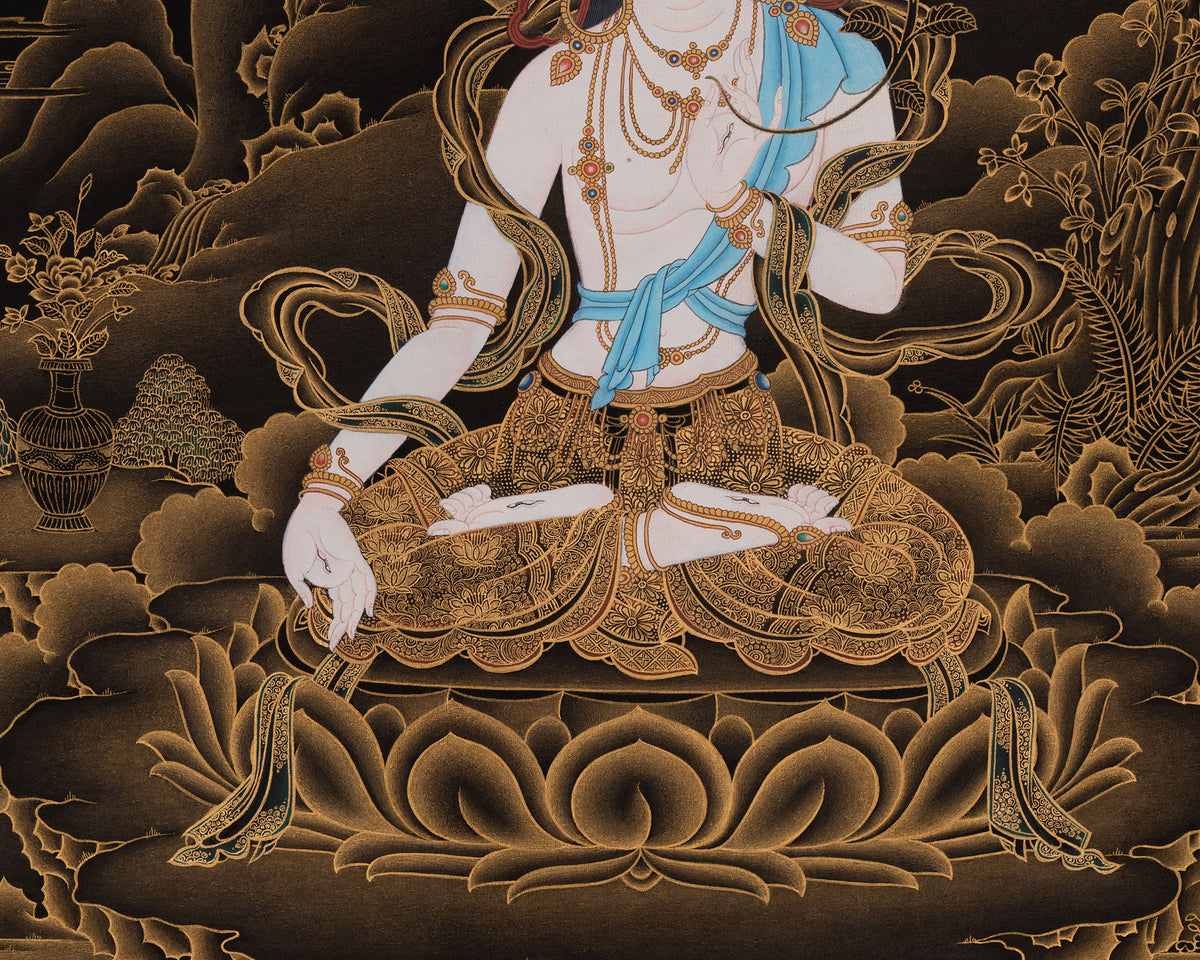 White Tara Peaceful Thangka | Buddhist Art of Compassion and Longevity