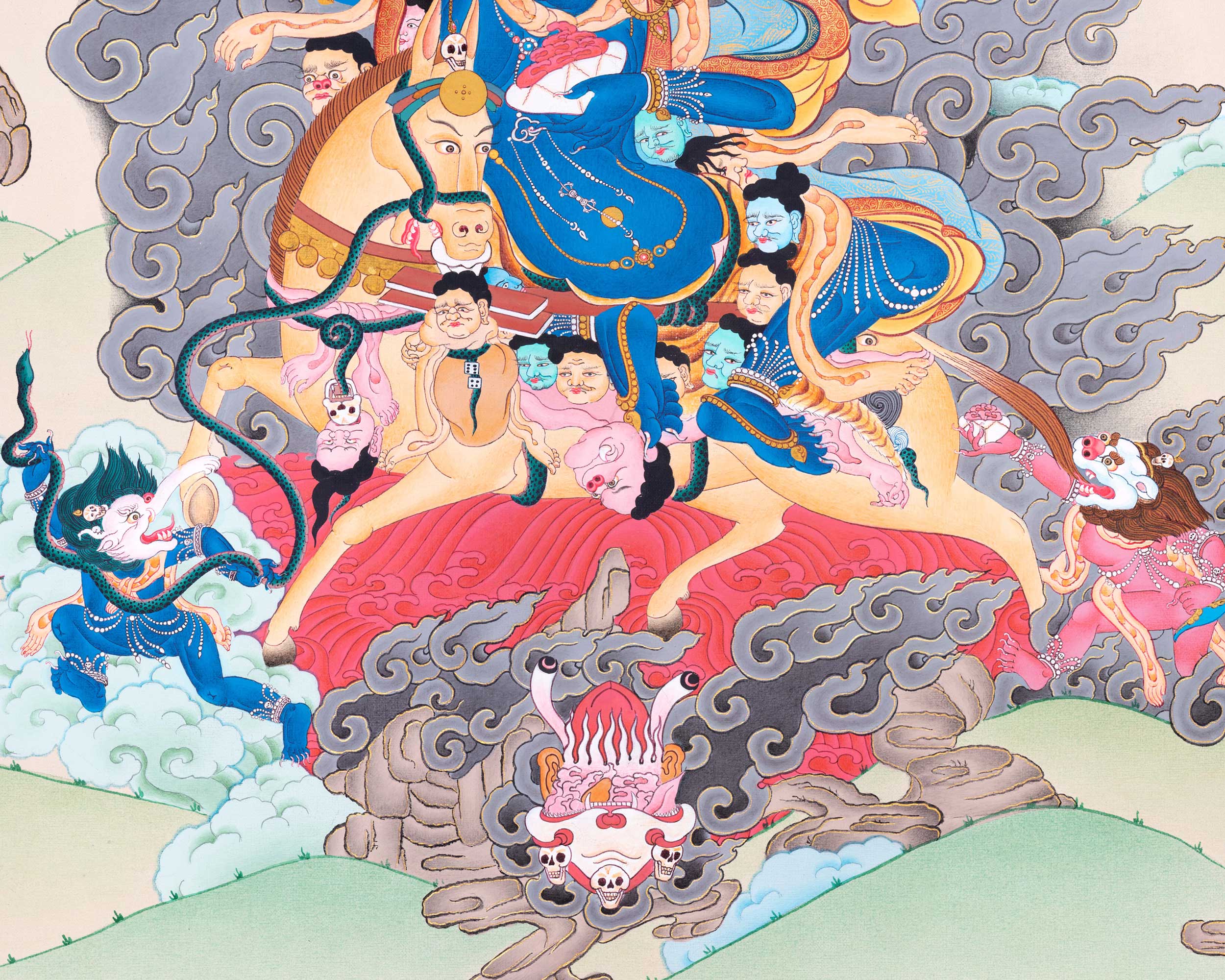 Palden Lhamo Prayer Thangka | Hand-Painted Buddhist Deity Painting
