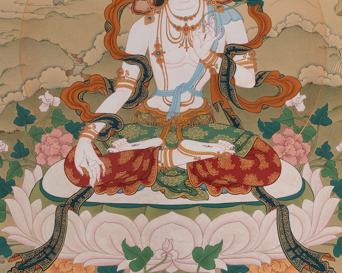 White Tara Sacred Buddhist Art | Sita Tara | Represents Long Life and Healing