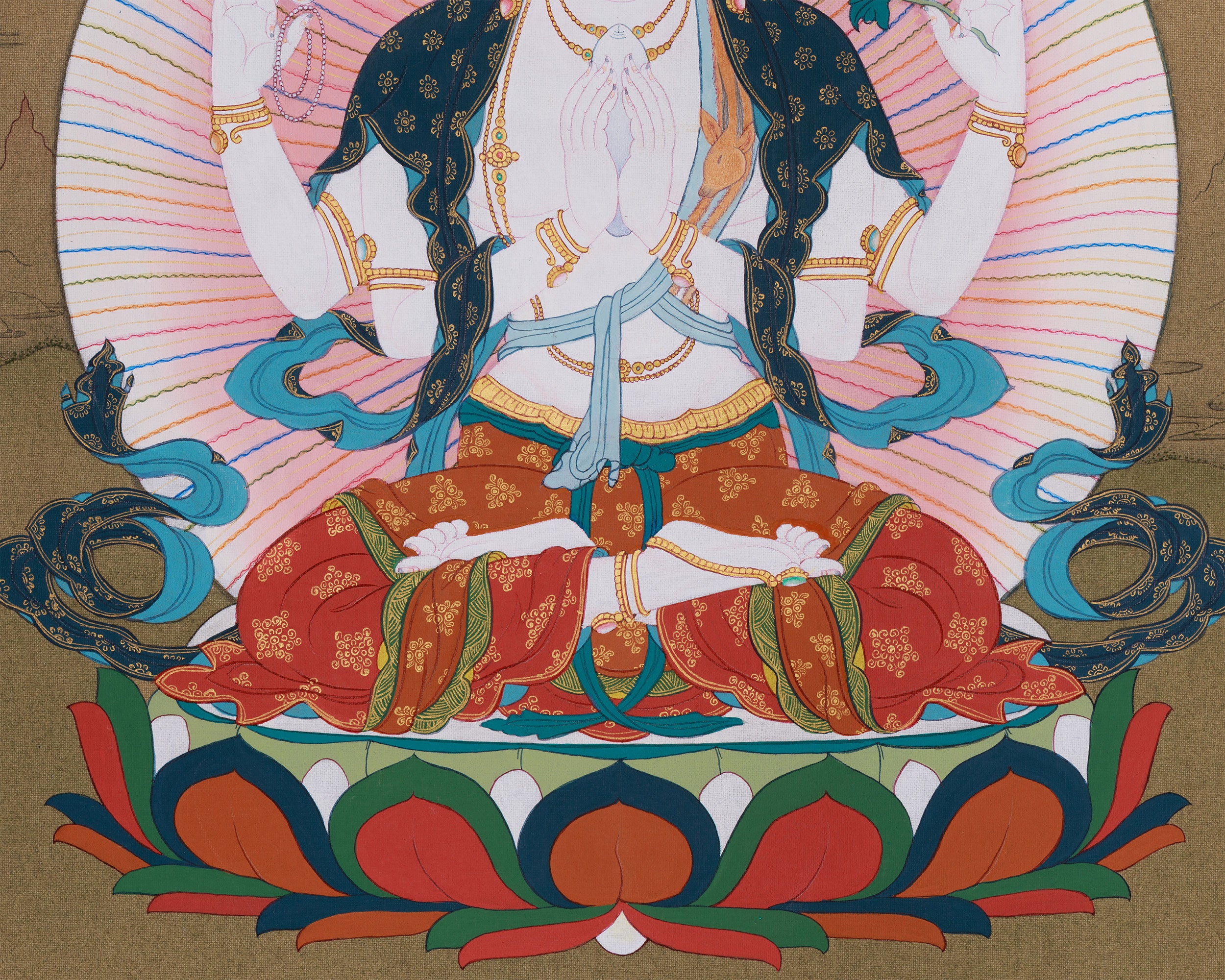 Four-Armed Avalokiteshvara, The Bodhisattva of Infinite Compassion | Karma Gadri Artistry