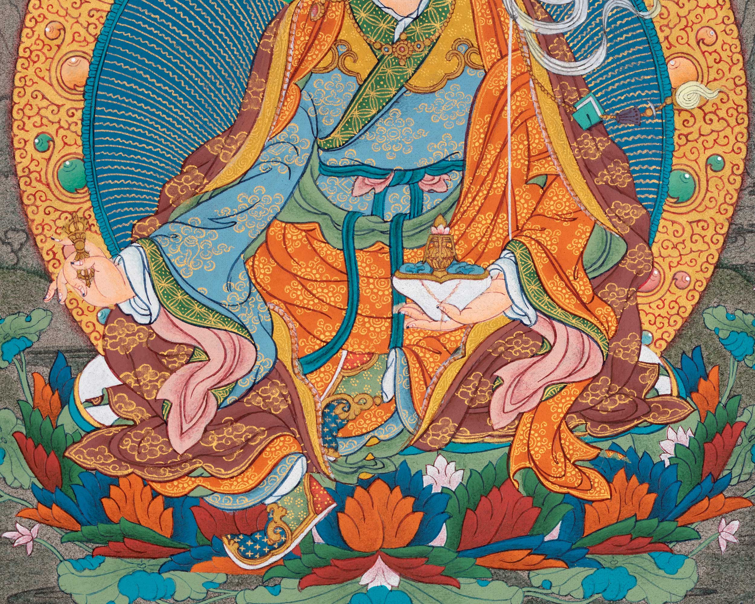 Guru Rinpoche Thangka: 24K Gold Painting