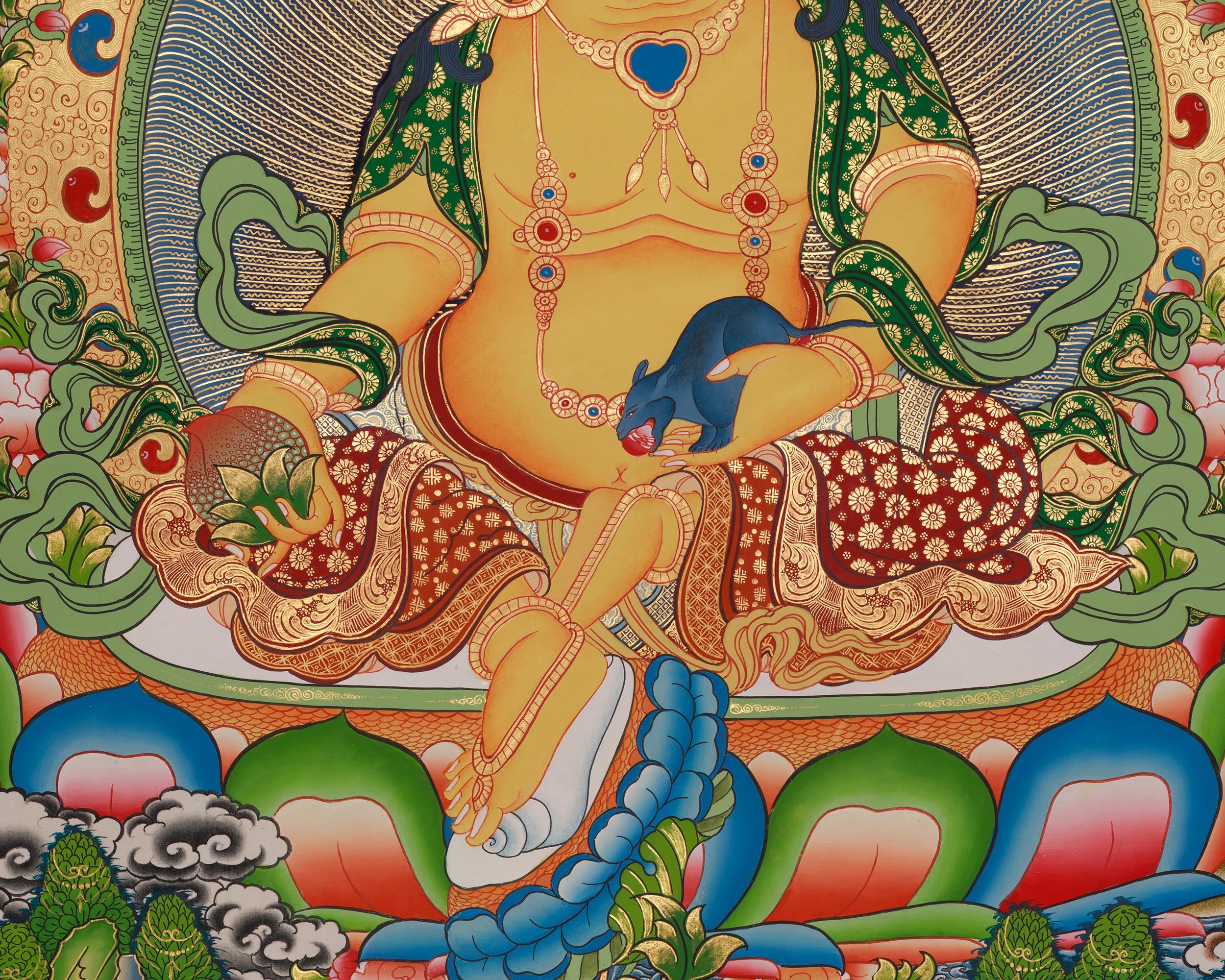 Dzambhala Buddhist Deity Thangka | Guardian of Prosperity