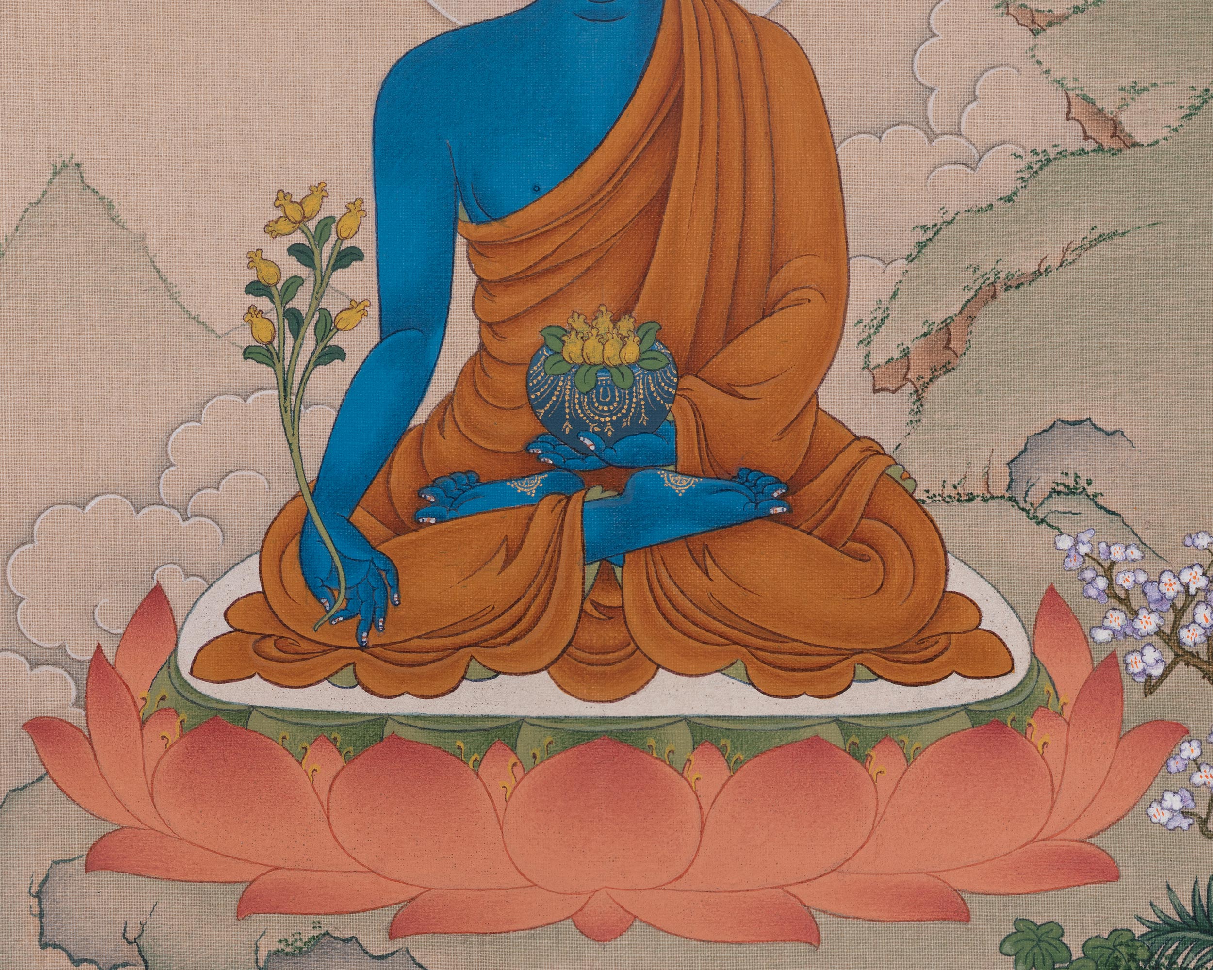 Medicine Buddha Spiritual Art | The Revered Buddha of Healing, Compassion, and Medicine