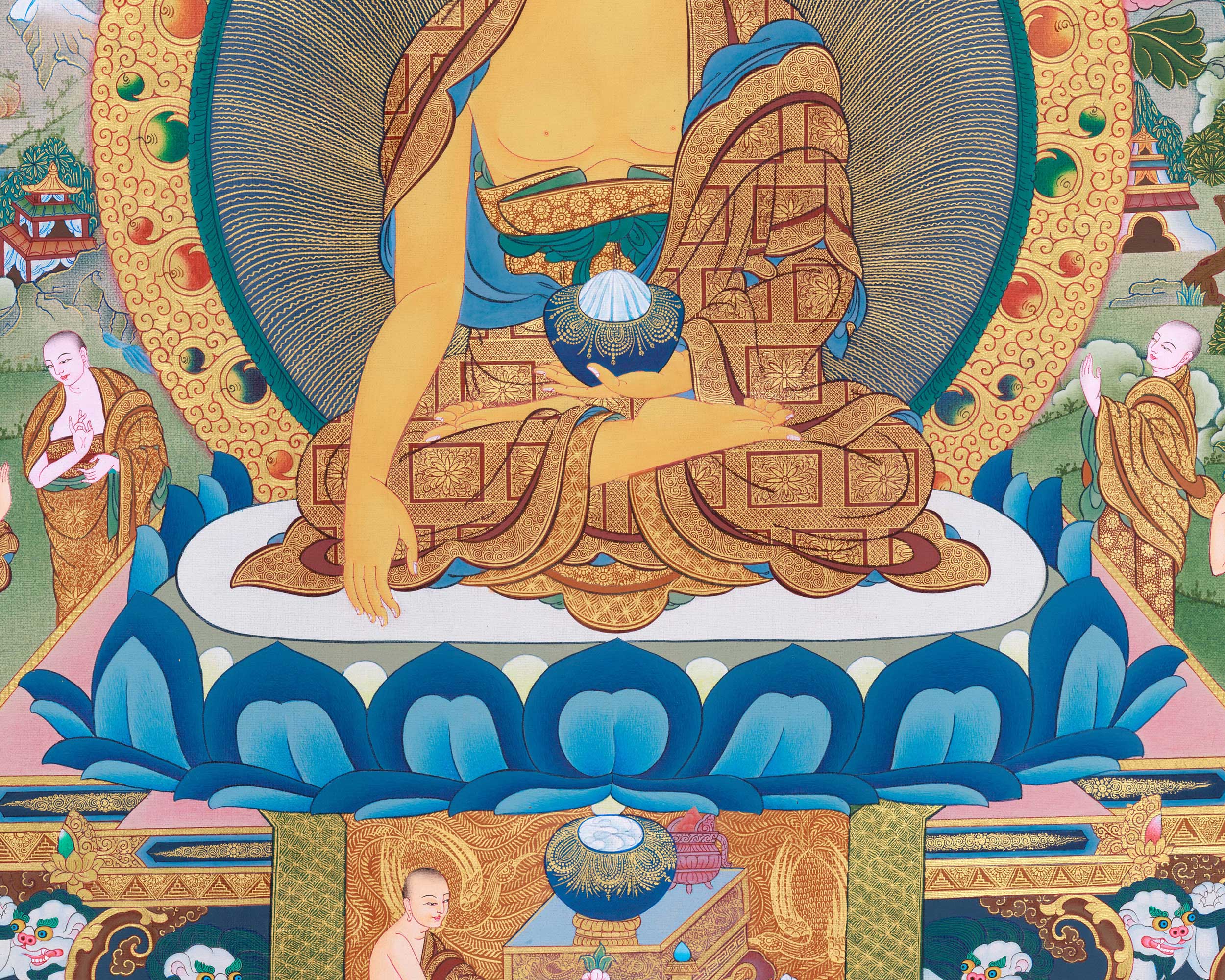 Gautam Buddha Acrylic Painting Art | Traditional Tibetan Buddhist Thangka For Meditation