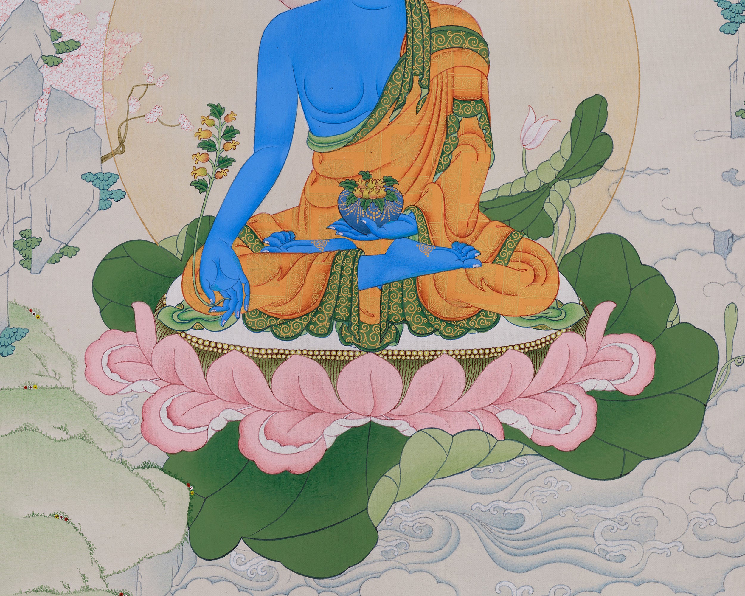Healing Blue Buddha Thangka | Lapis Lazuli Artwork