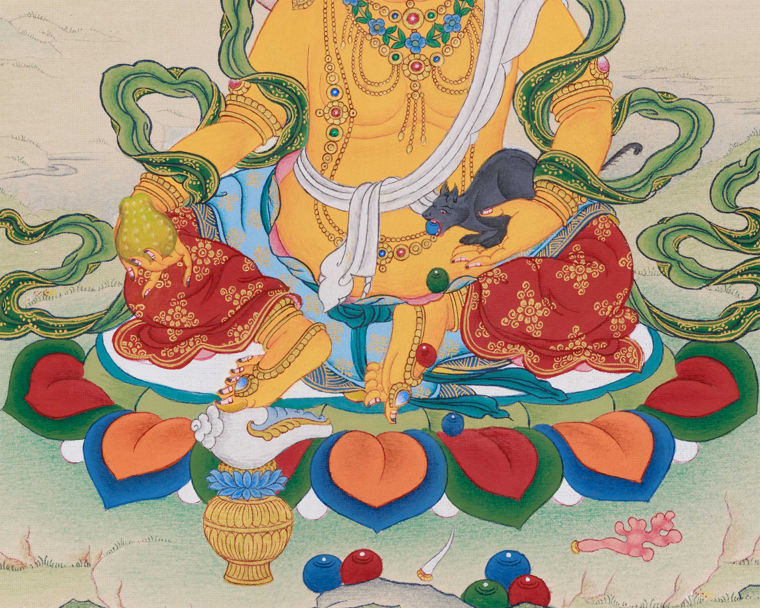 Yellow Jambhala Artwork | Buddhist Deity of Wealth and Prosperity