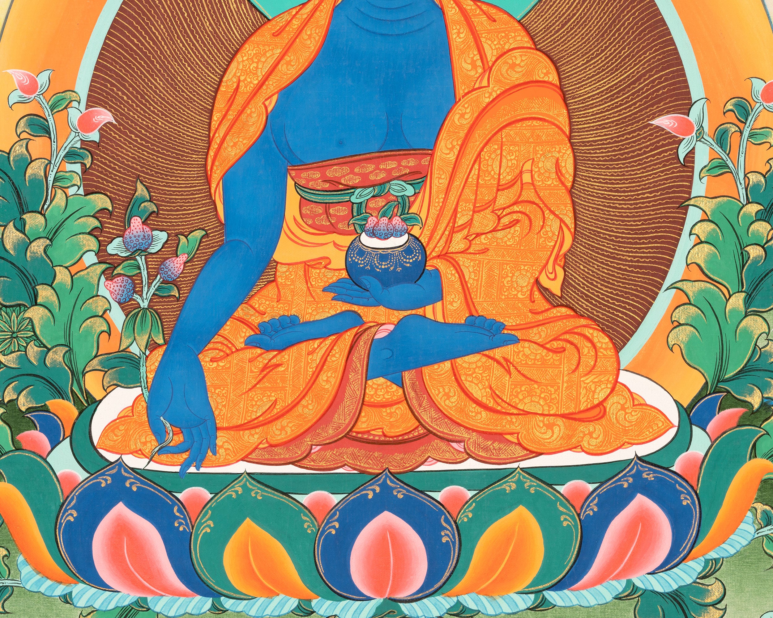 Blue Bhaisajyaguru Thangka | A Symbol of Compassion and Healing
