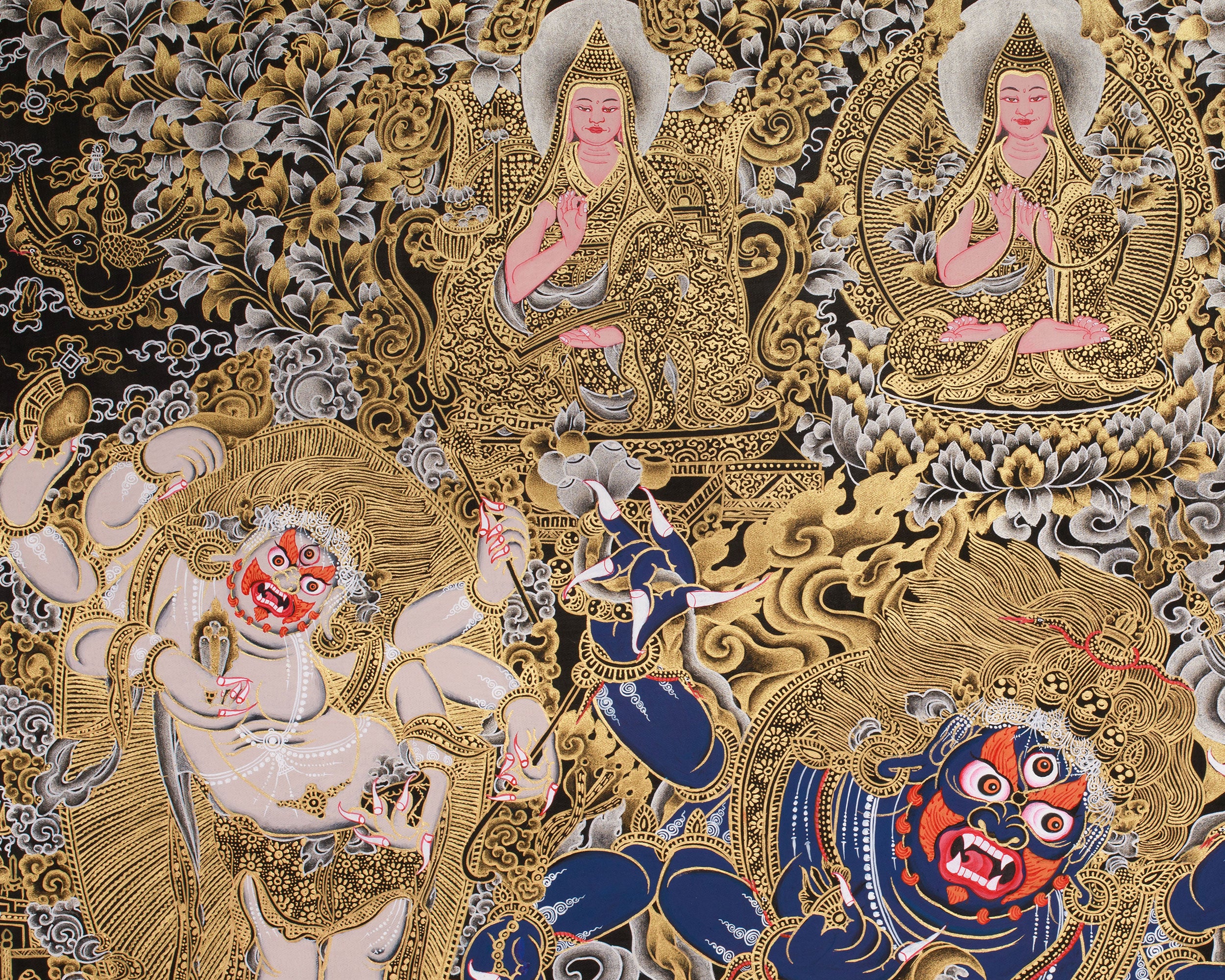 Golden Ferocity, Six Armed Mahakala Thangka | A Divine Protector’s Presence