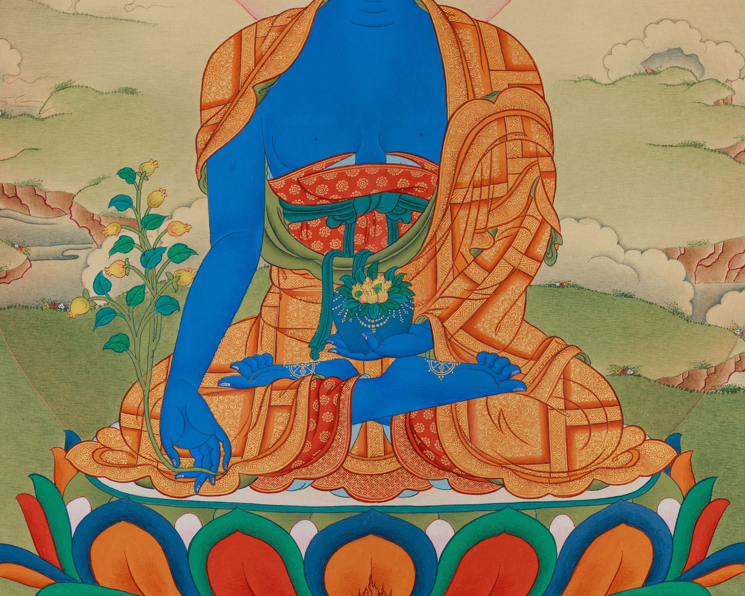 Buddha for Health, Medicine Buddha Thangka | Bhaisajyaguru Artwork