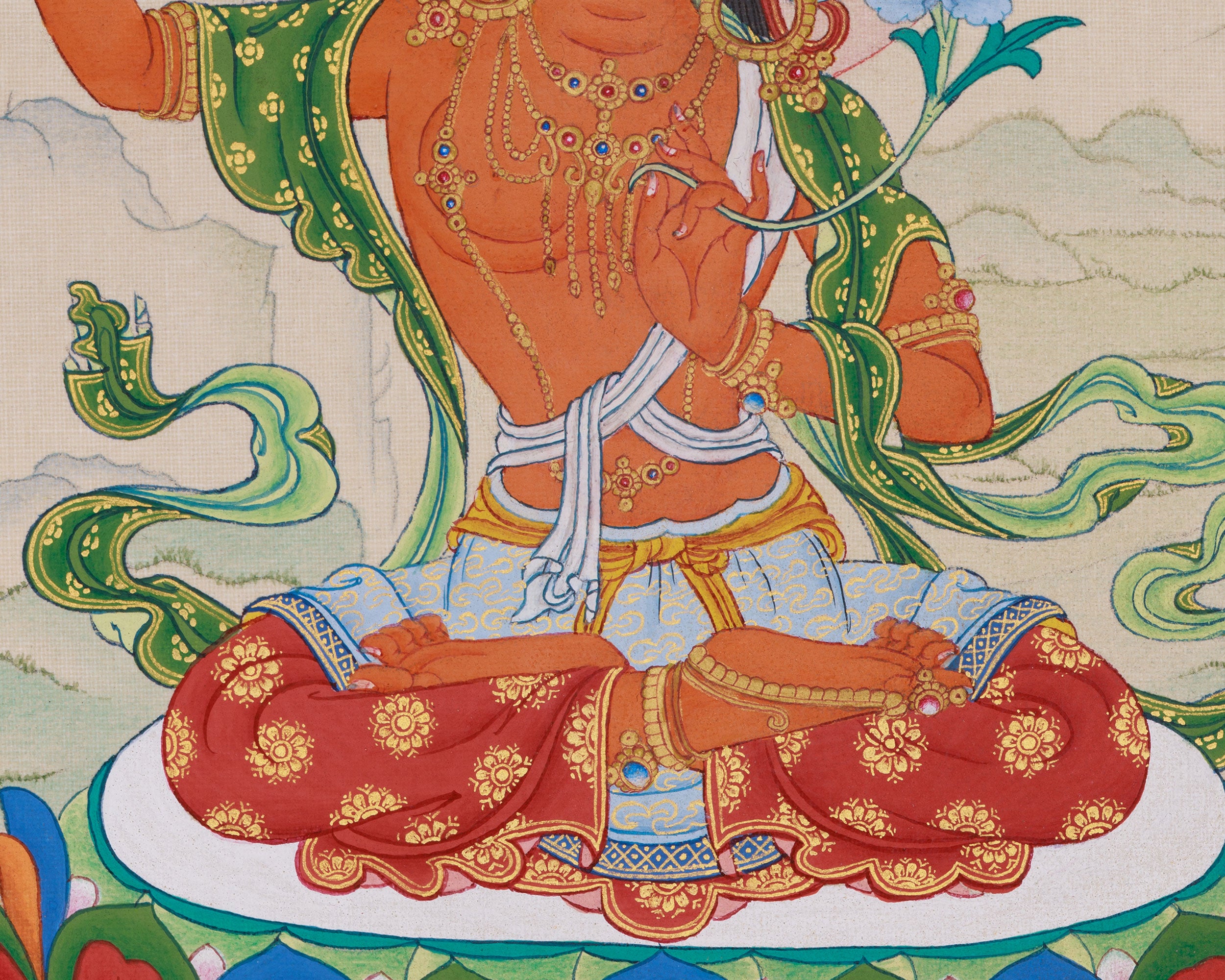 Divine Manjushri Buddha Artwork | Embodiment of Wisdom and Clarity