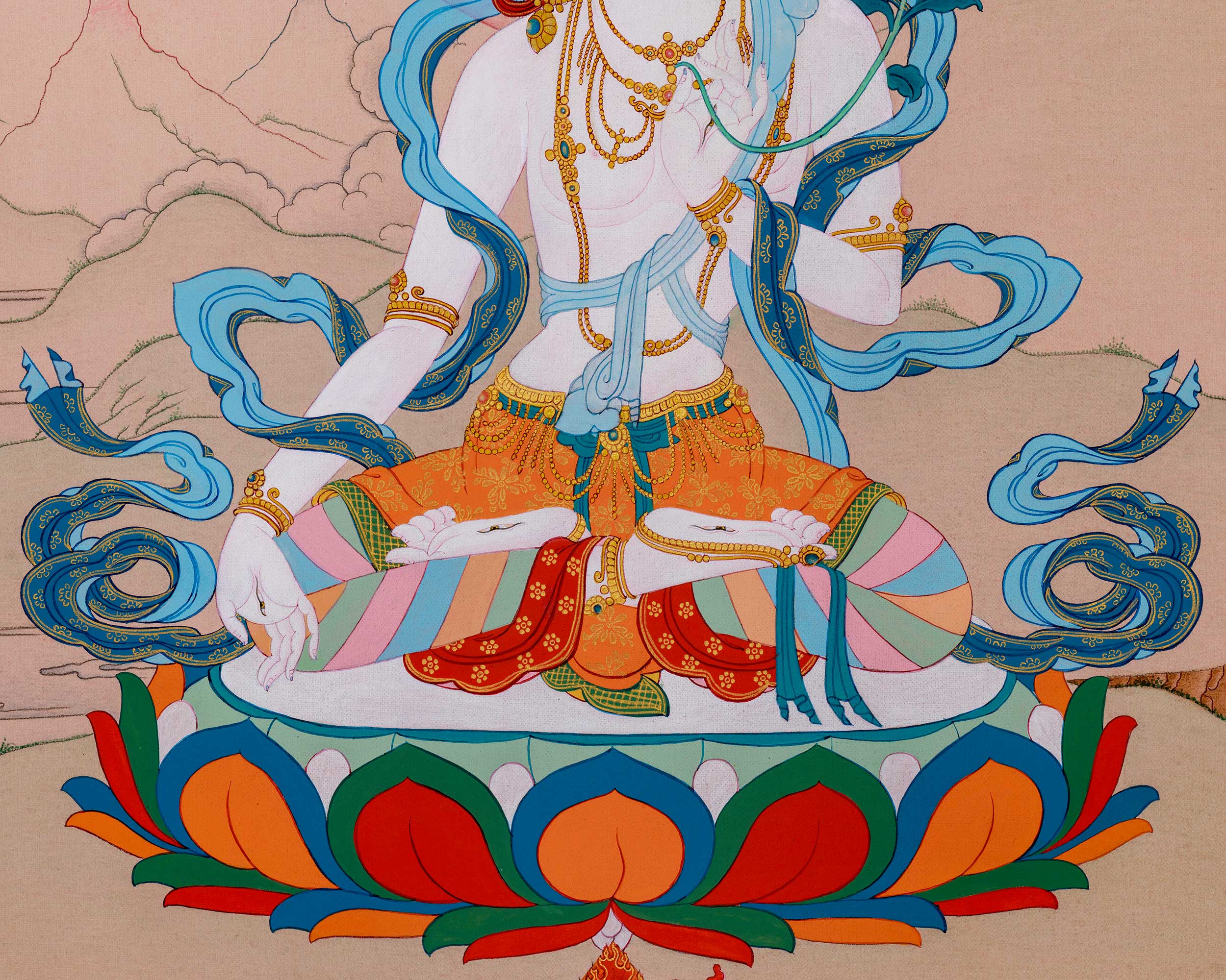 Spectacular White Tara| Karma Gadri Thangka