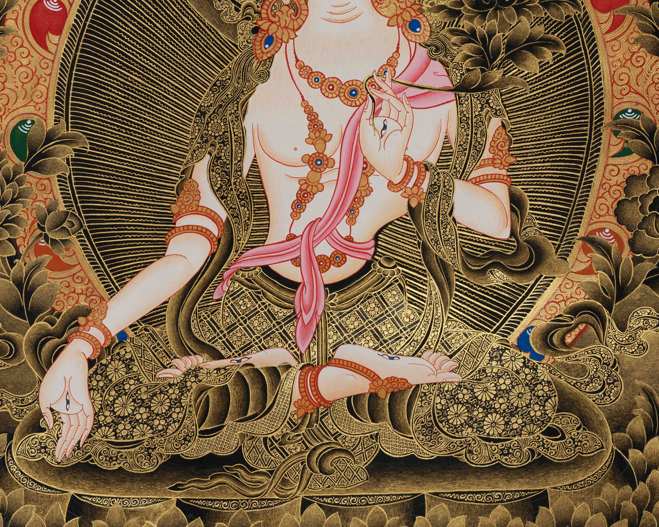 Golden Hued White Tara Canvas Print | High-Quality Giclee Print of Healing Deities