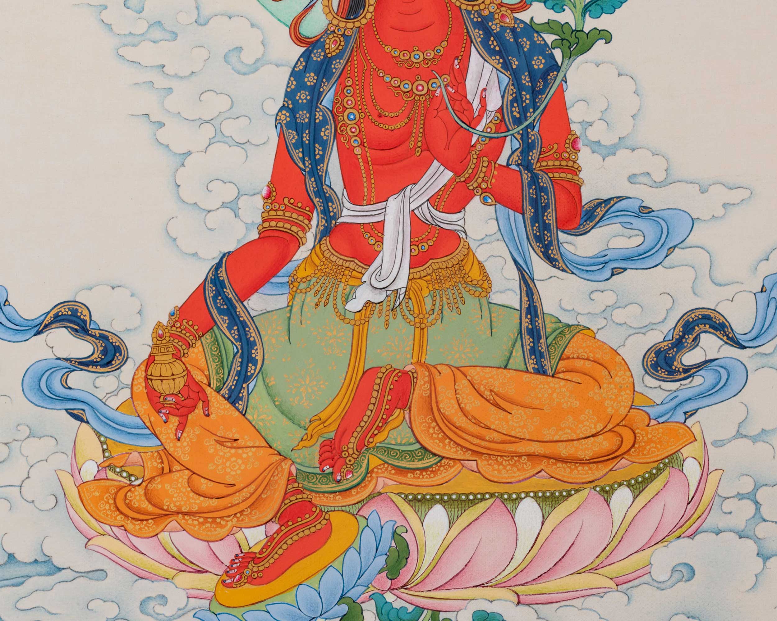 Hand Painted Red Tara Thangka | Traditional Buddhist Artwork | Thangka For Dakini Mantra Pratice
