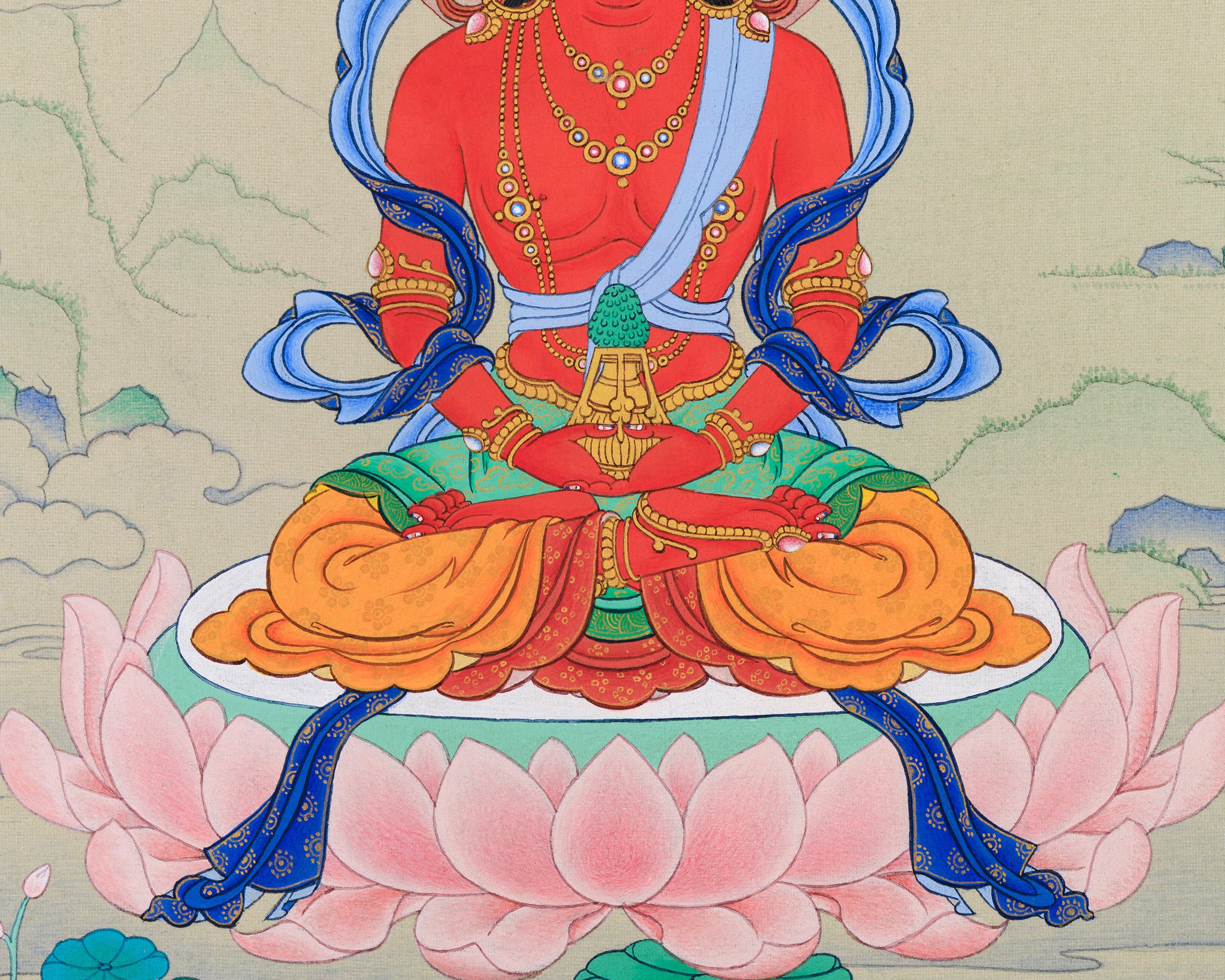 Small But Perfect Amitayus Thangka for Practice