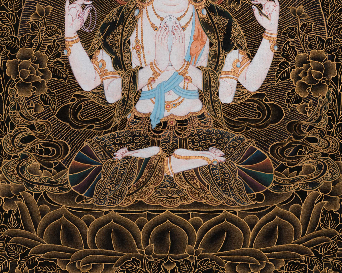 Chenrezig Deity of Infinite Compassion | Avalokiteshvara Thangka
