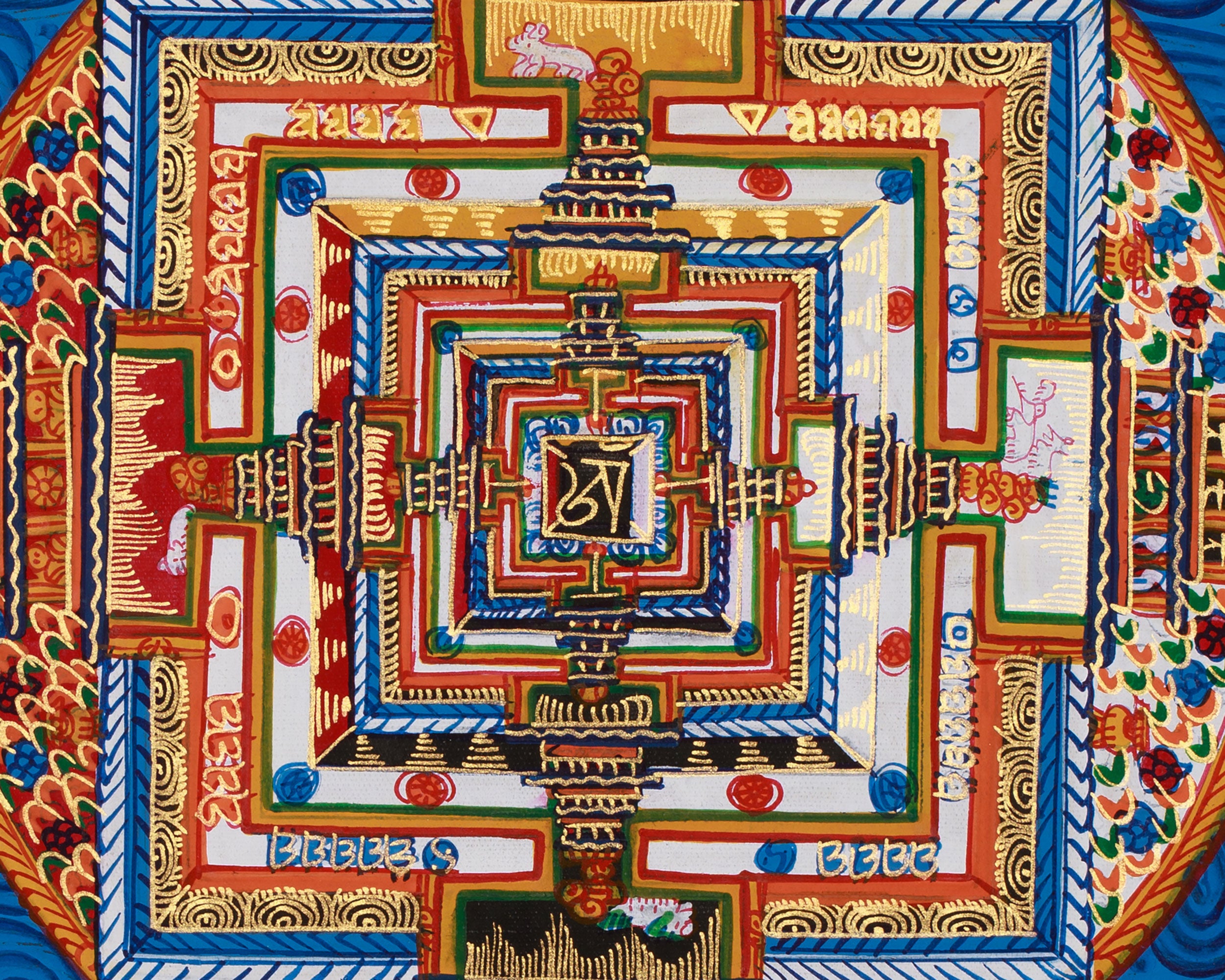 Traditional Kalachakra Mandala Thangka | Wheel of Time in Sacred Art