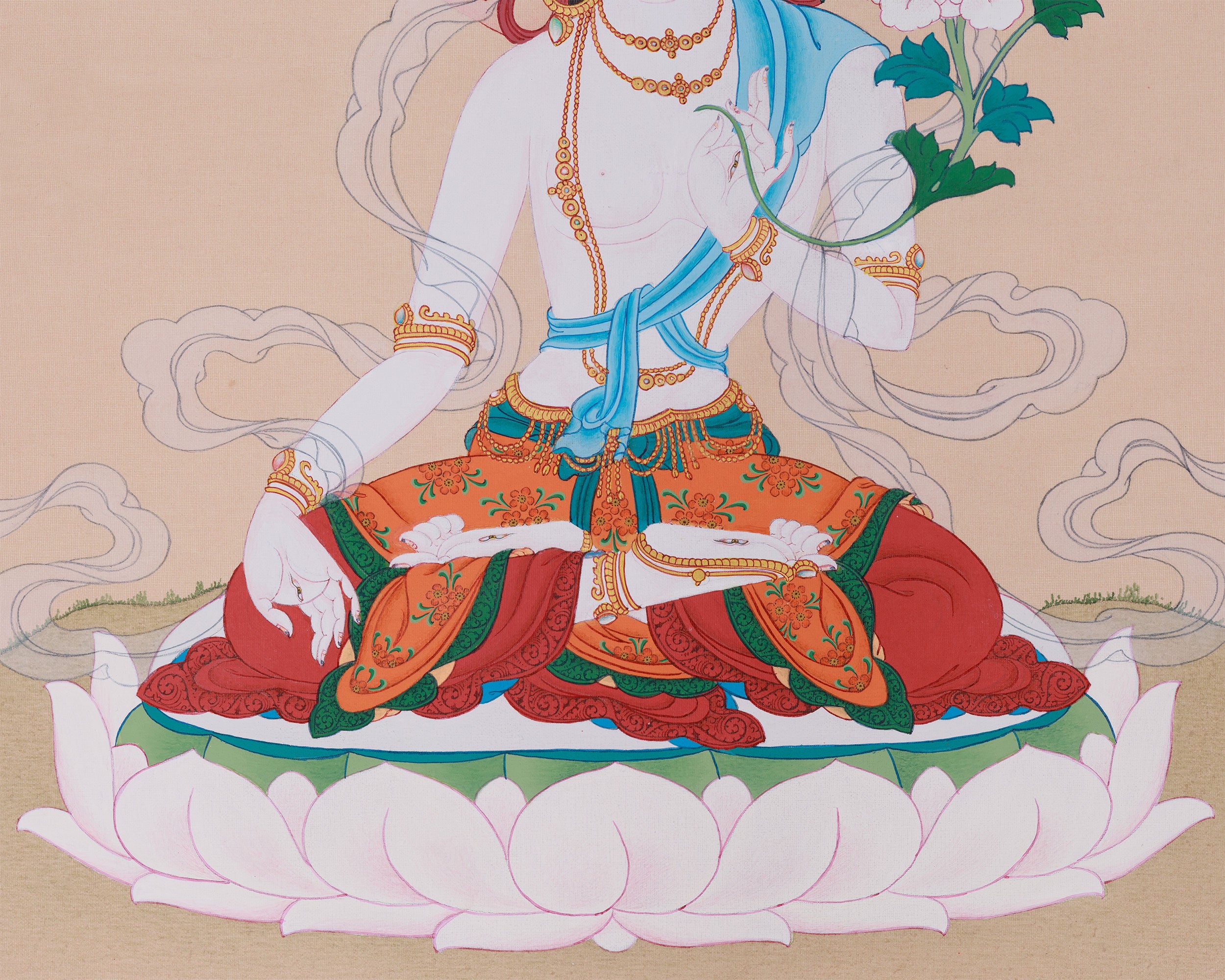 Longevity Goddess, White Tara Thangka | Deity of Healing and Compassion
