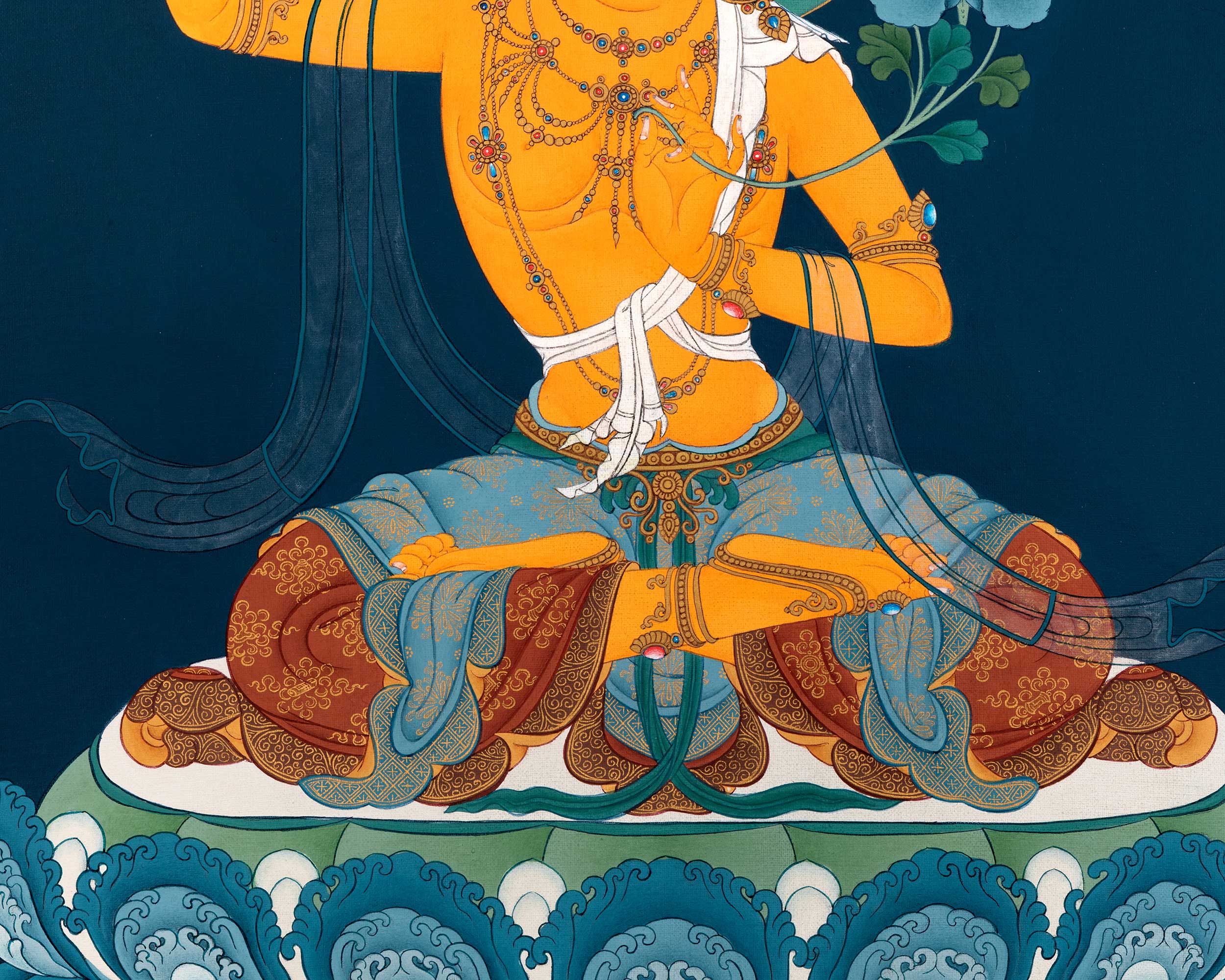 The Radiant Manjushri Thangka Print | The Bodhisattva of Wisdom Canvas Print