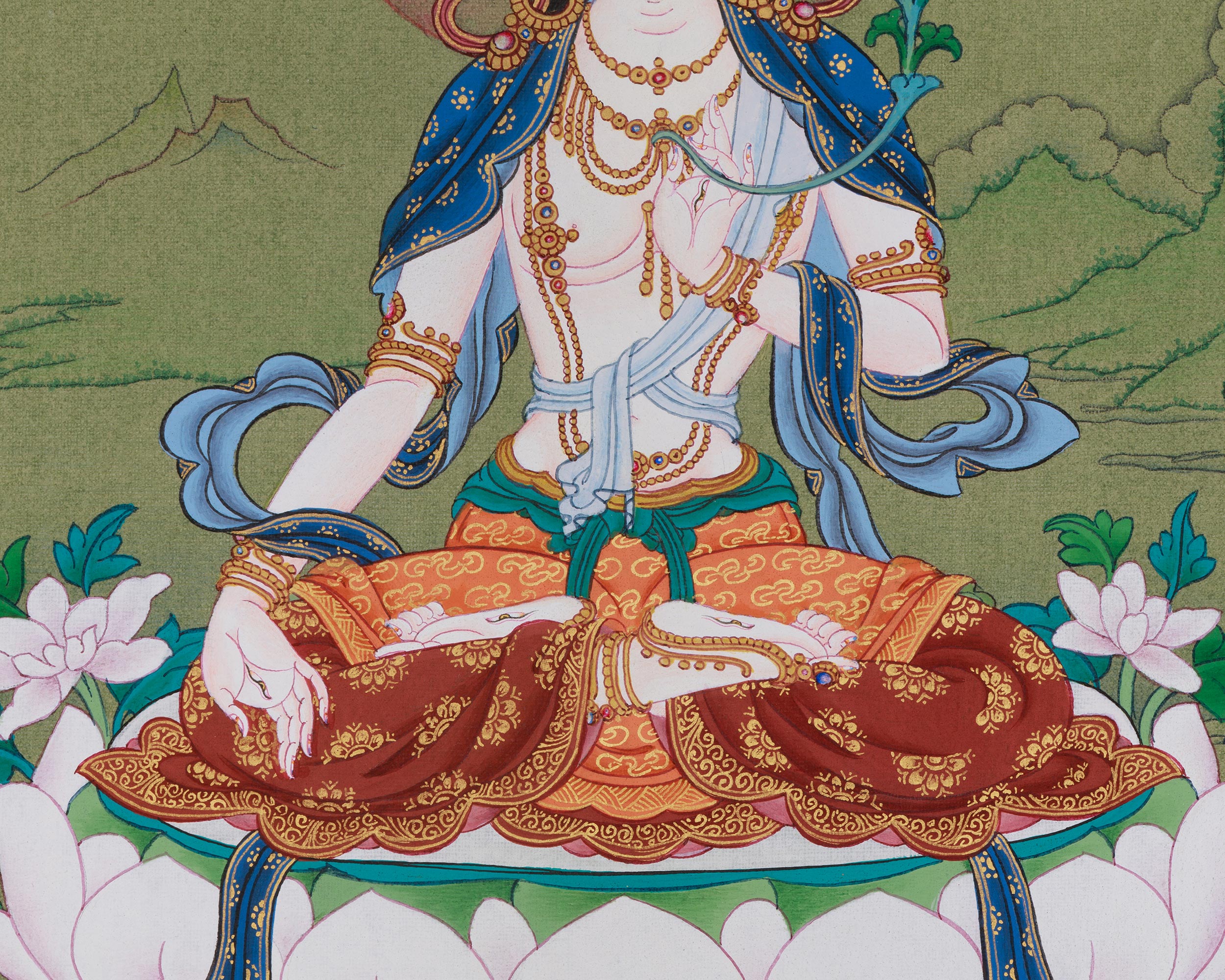 White Tara Goddess of Healing Thangka | A Divine Symbol of Compassion