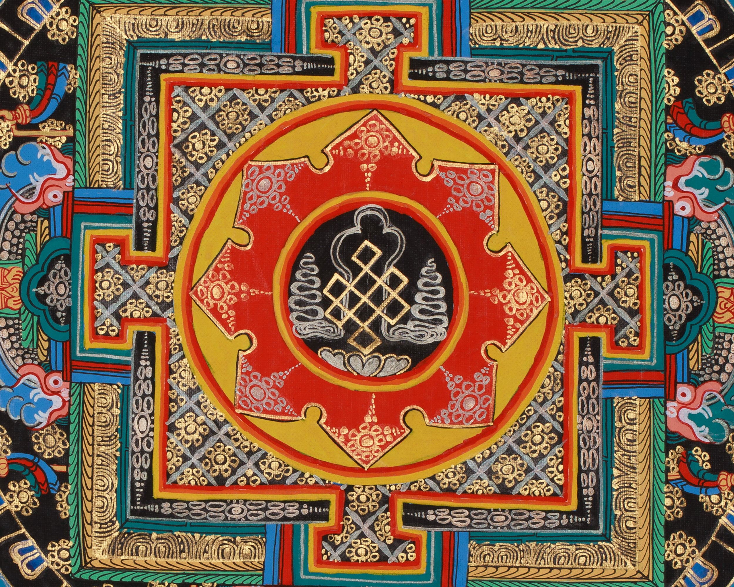 Pure Gold and Silver Mandala Thangka | Tibetan Meditation Mandala