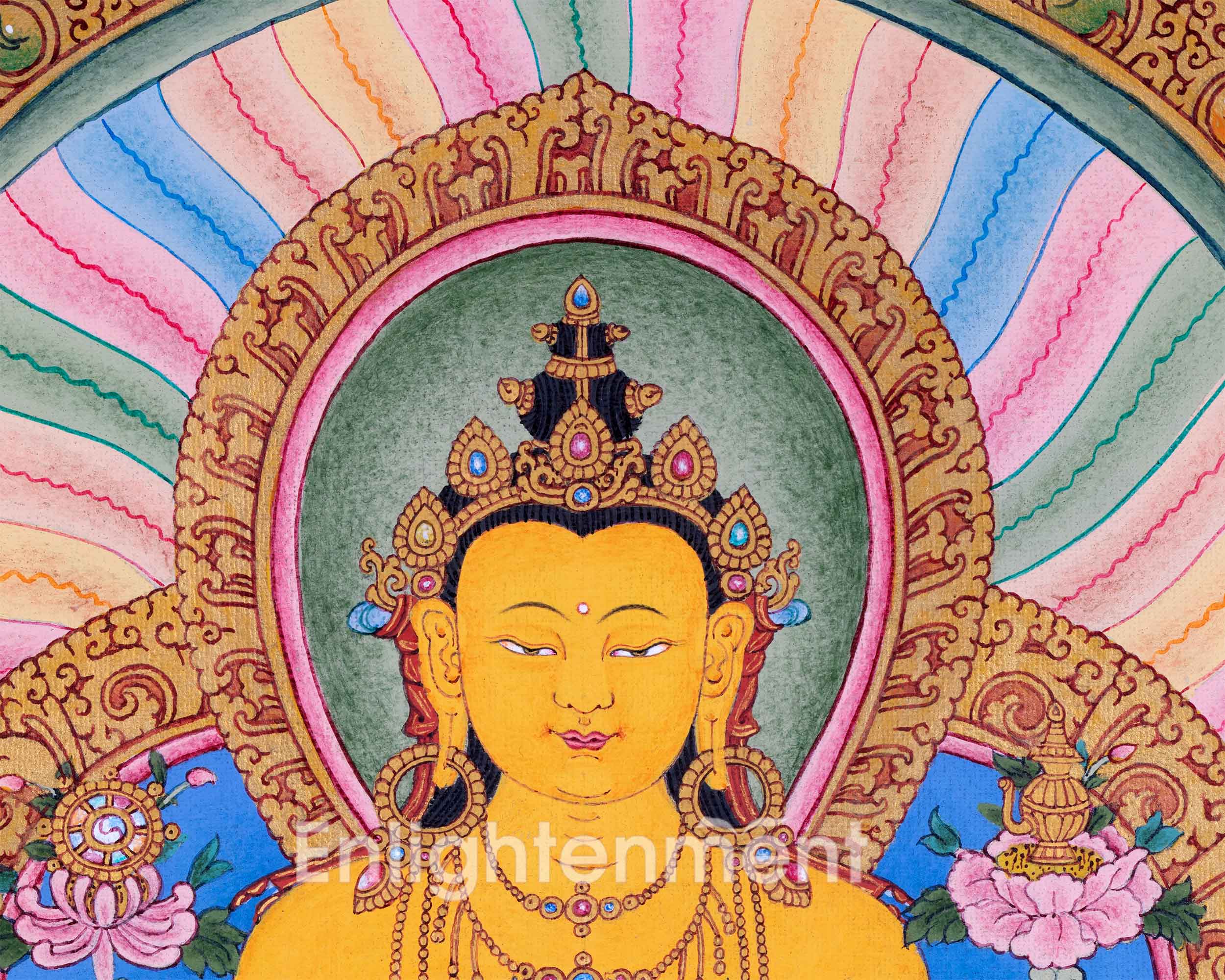 Traditional Maitreya Buddha Thangka | Future Enlightened One | Religious Wall Art