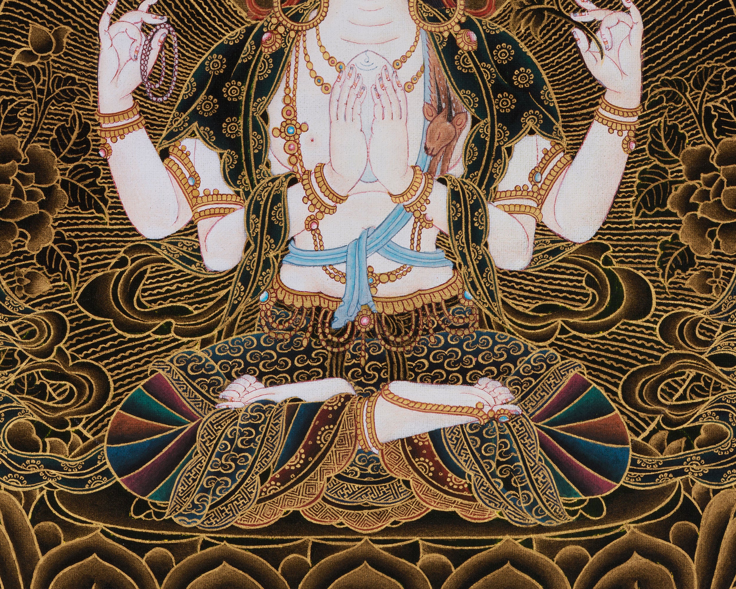 Chenrezig Compassion Deity Thangka | Peaceful Protector