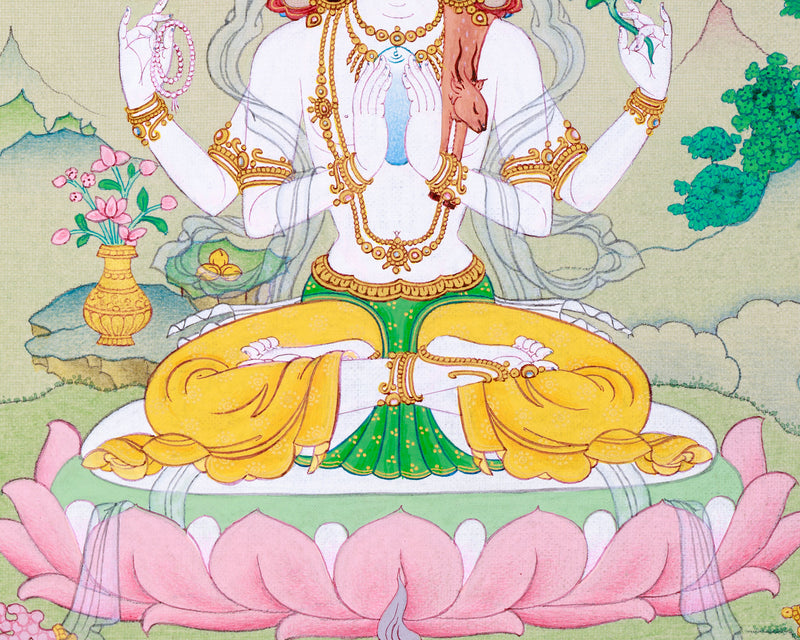 Small Avalokiteshvara Thangka: Premium Art