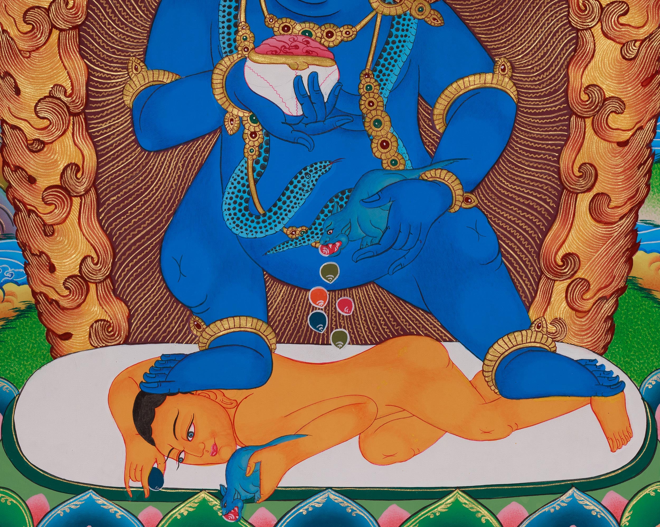 Traditional Thangka of Black Dzambhala | Dispeller of Obstacles and Bestower of Abundance