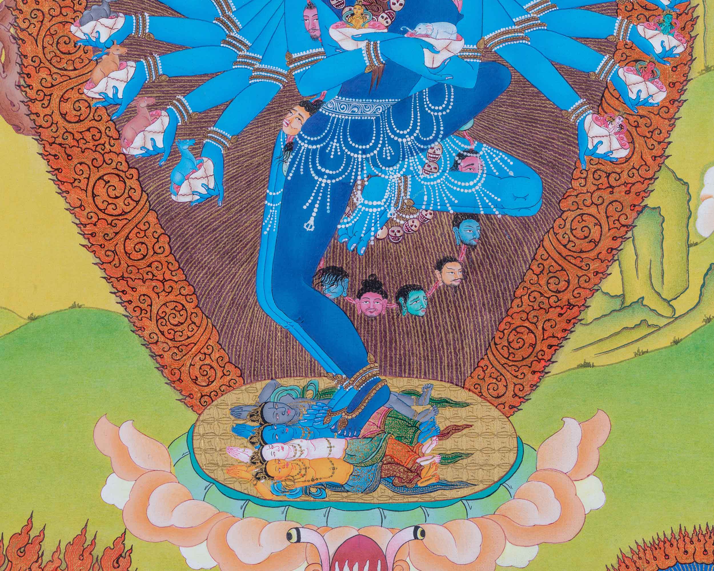 Hevajra Nairatmya, Wrathful Yidam Thangka, Hand Painted Tibetan Art