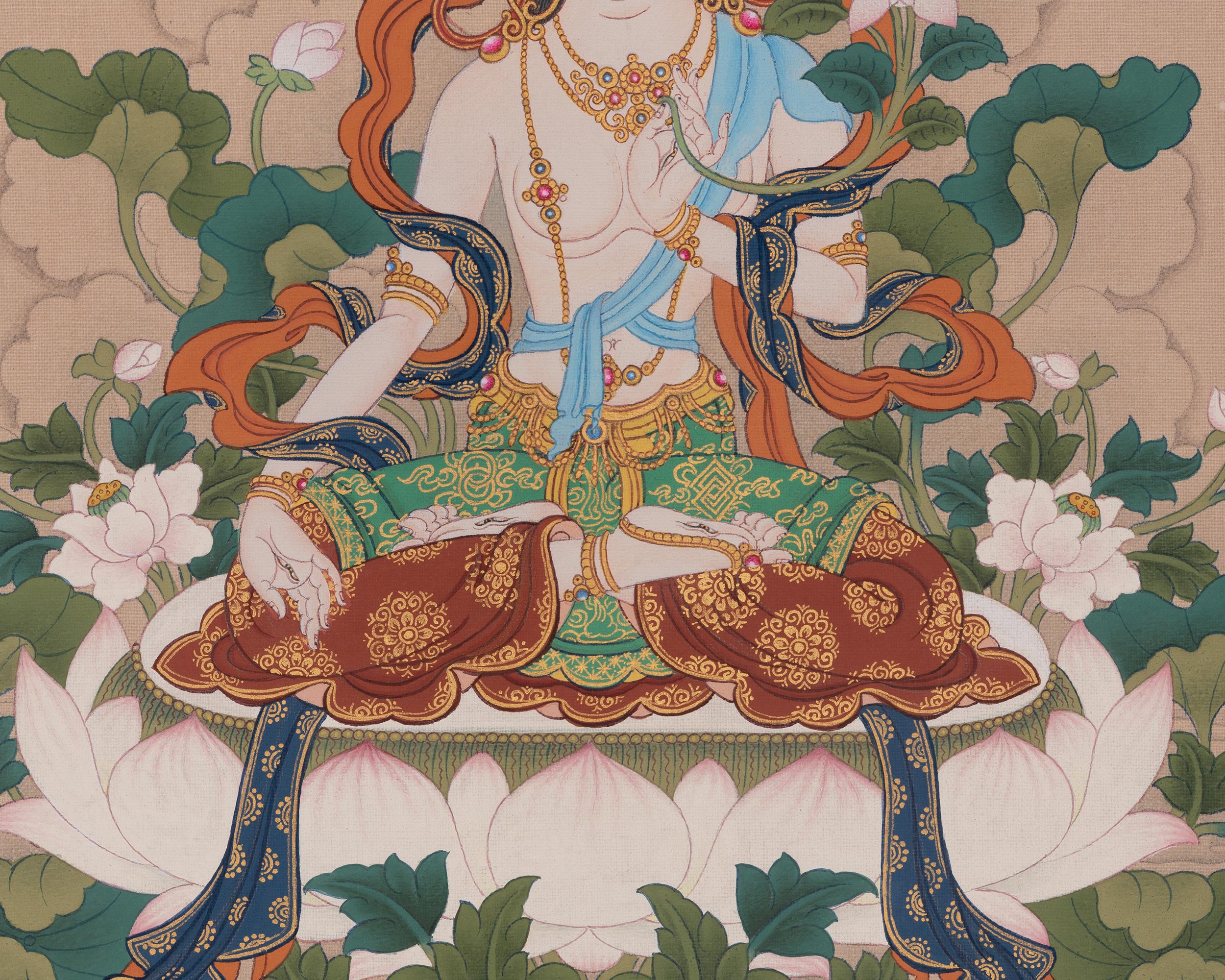 White Tara Divine Artwork | Longevity Deity | Seven Eyed Goddess | Sita Tara